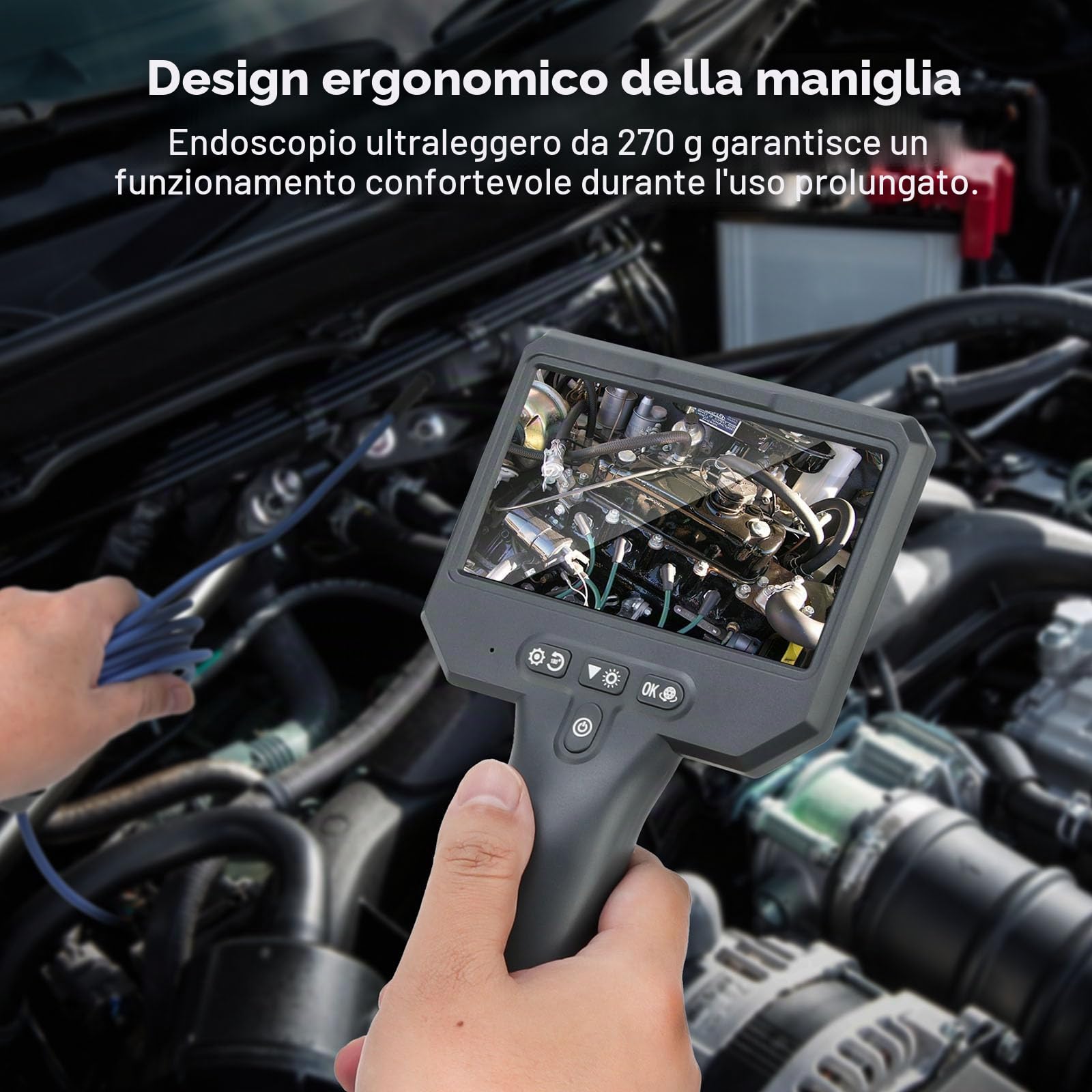Telecamera Endoscopica Tripla Lente Endoscopio Industriale 4,3 Pollici Telecamera Ispezione Tubi con 7 luci IP67 Sonda Telecamera per fognatura 1920P Cavo da 3,5M Strumento Scheda da 32 GB