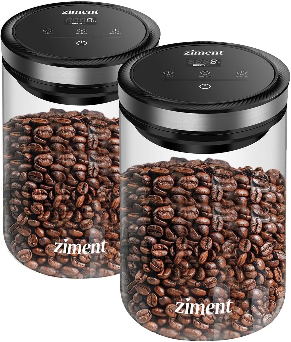 2 PCS 1.6L Automatic Vacuum Coffee Canister, Sealed Glass Food Storage Container for Coffee Beans, Tea Leaves, Nuts, Snacks, Pasta, Home Kitchen Food Storage, Gifts,17OZ