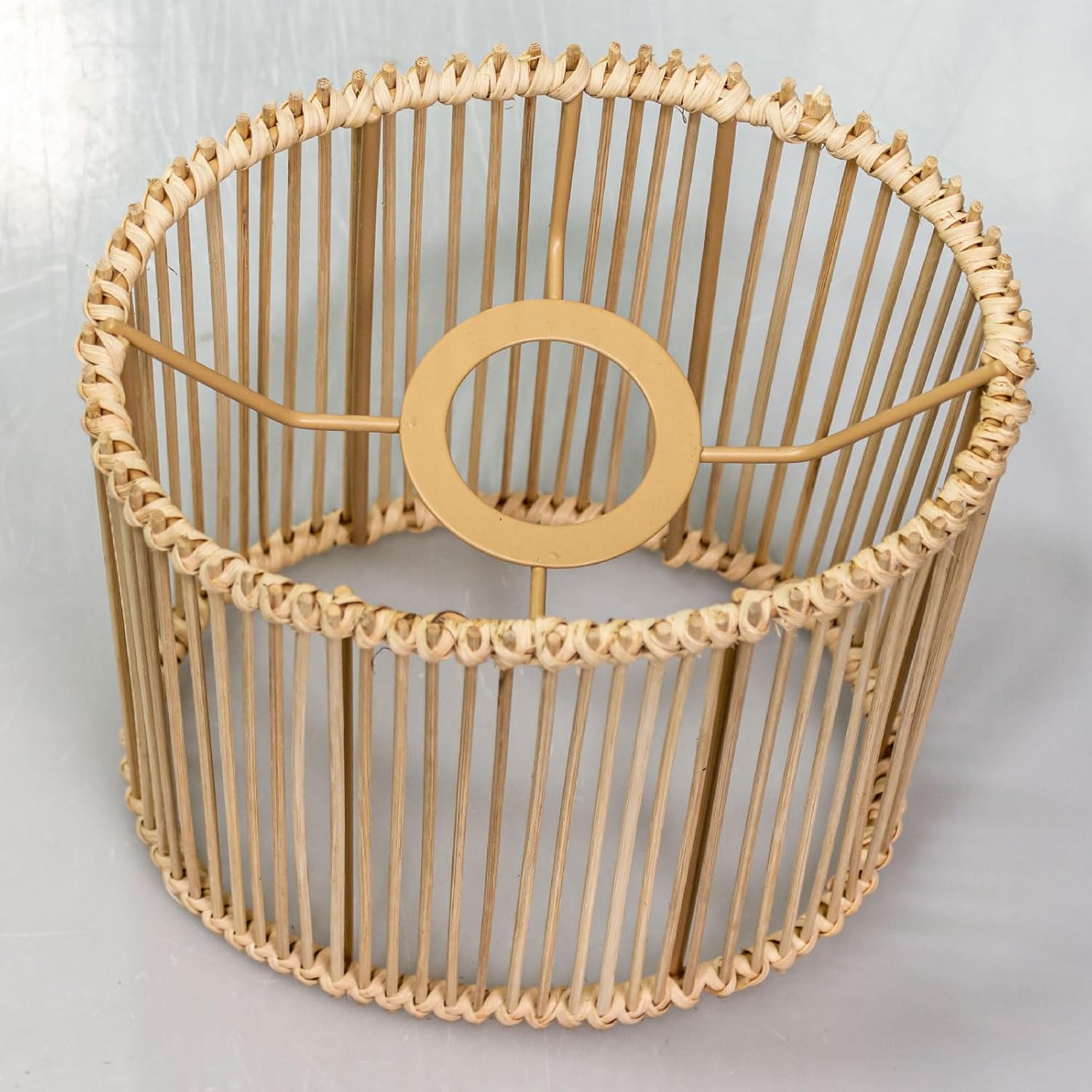Woven Wicker Hanging Drum Lamp Shade, Tall Oval, Bamboo Lampshade for Table/Nightstand or Bedside Lamps Floor Lights (1, Beige brown)