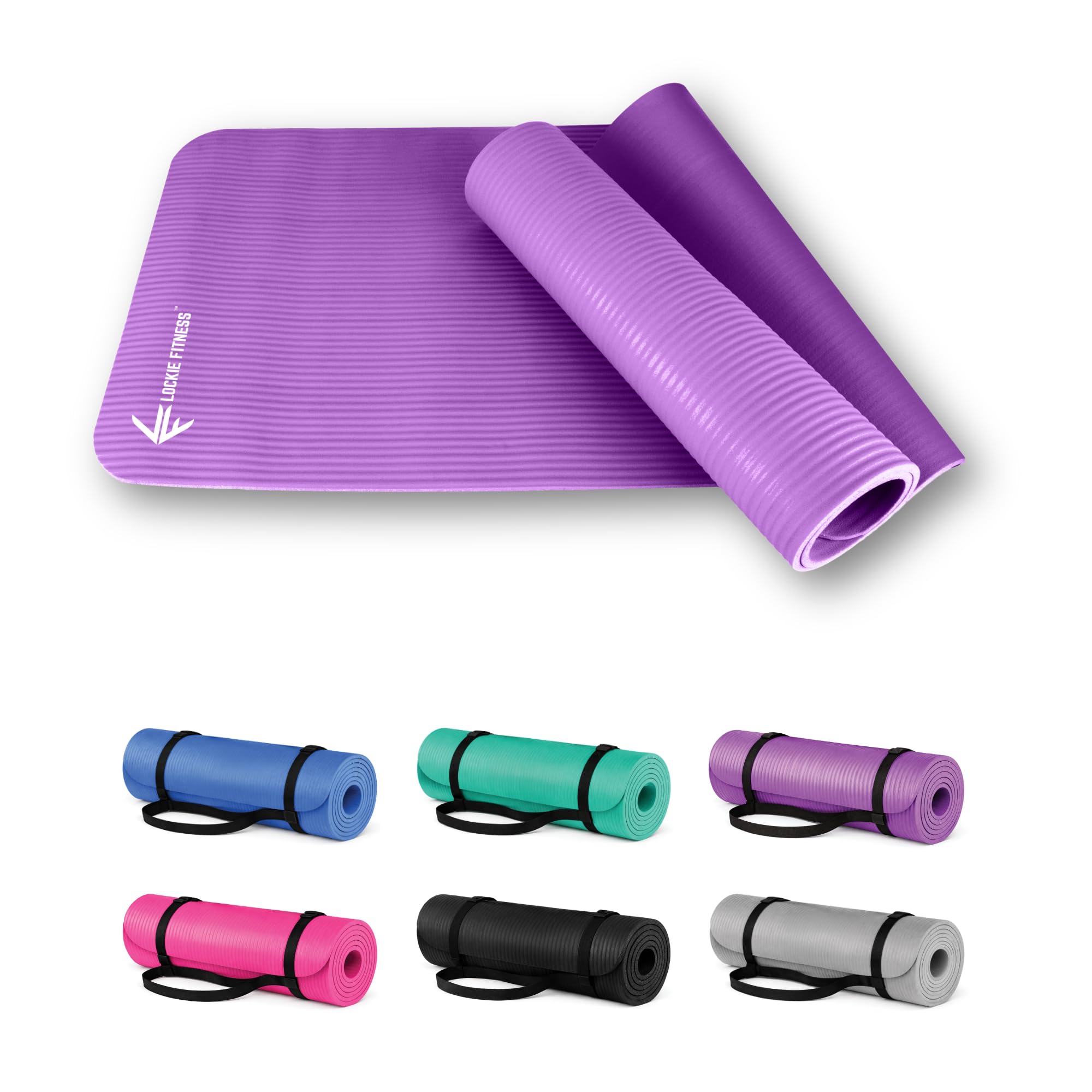 Lockie Fitness Yoga Mat 8 mm Thick, Non Slip Exercise Mat for Women and Men, TPE Foam Pilates Mat, Gym Mat for Home Workout, Yoga, Pilates, Exercise & Gymnastics, 180 x 60 cm (Purple)