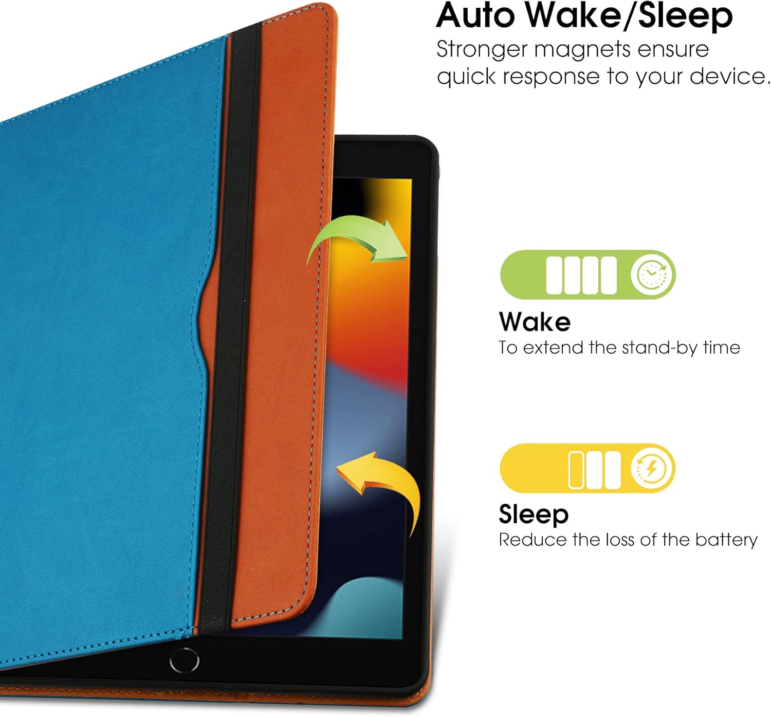for iPad 10th Generation Case 10.9 Inch Case 2022 with Built-in Pencil Holder, Folio Stand Leather Cover with Multiple Angles & Auto Sleep/Wake for iPad 10.9 Inch, Blue/Brown