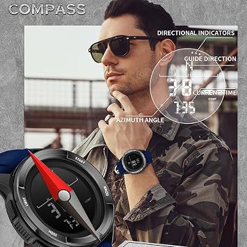 findtime Men's Digital Watch Military Pedometer Step Counter Watches Compass Waterproof Tactical Sport Watch Calories Counter Pacer Running Wristwatch LED Light Stopwatch Countdown