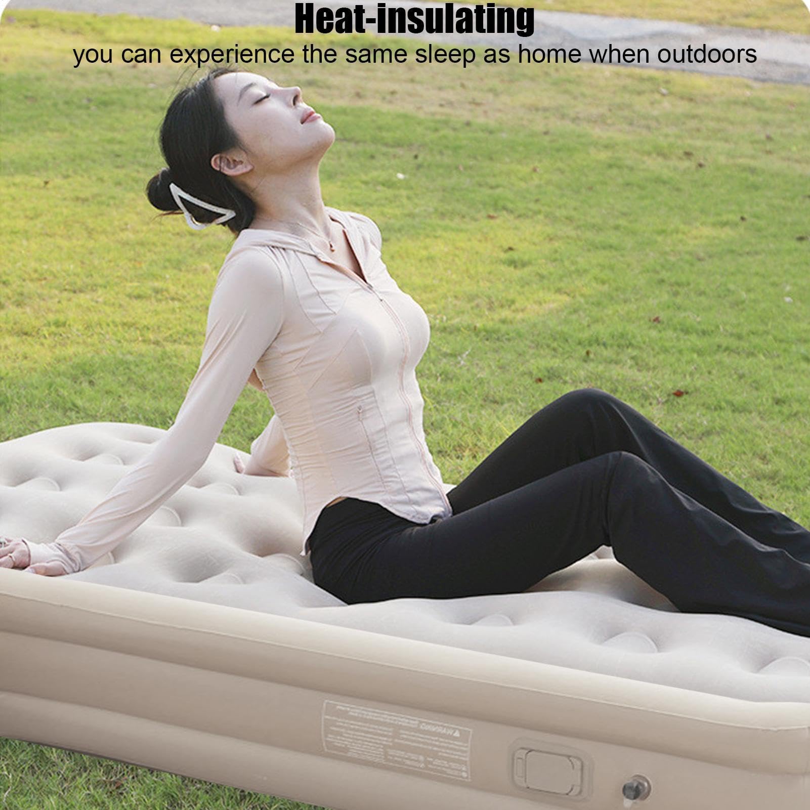 Matelas aériens de camping pour tentes, coussin de couchage au camp | Double camping matelas d'auto-inflation du lit de camp | Tapis de luxe avec une pompe intégrée pour l'extérieur et les voyages