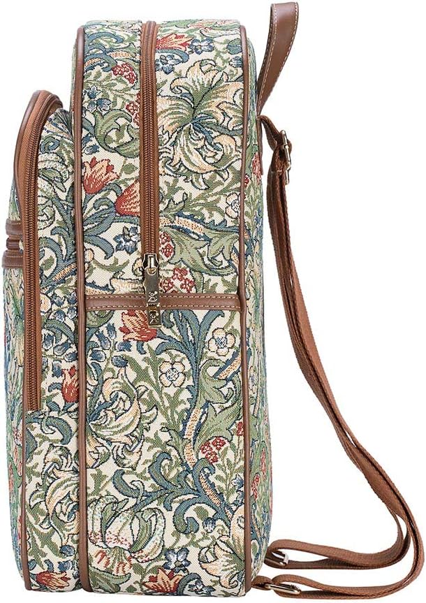 Signare Tapestry Backpack for Women Computer Rucksack Knapsack bookbags for women In Golden Lily Design (BKPK-GLILY)