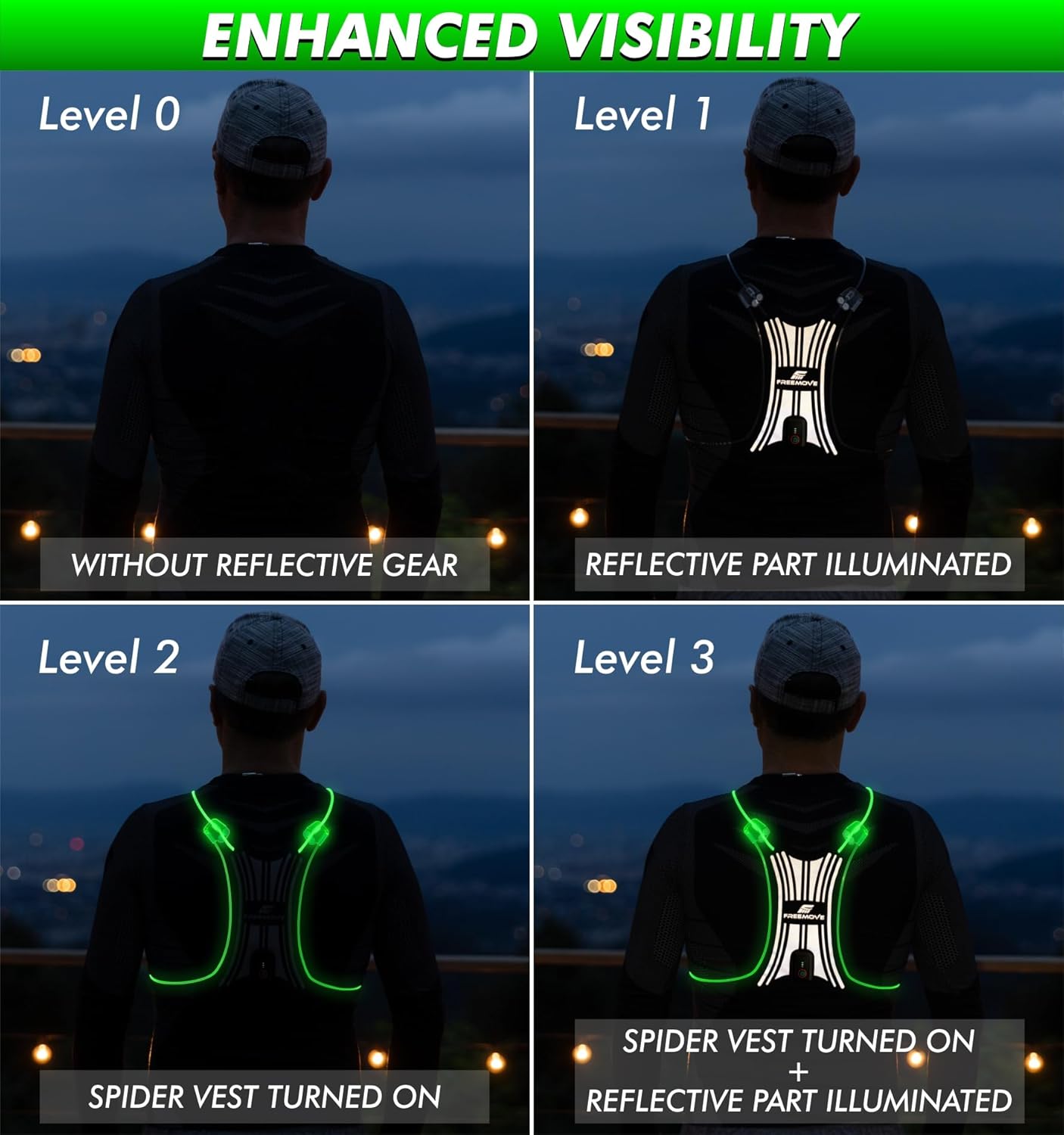 SPIDER Reflective Lighted Running Vest - Optic Fiber Technology, Bright, 360° Visible, Ultralight, Phone Pocket, Fully Adjustable Size XS-3XL - Reflective Running Gear for Safe Night Sports & Walking - Image 7