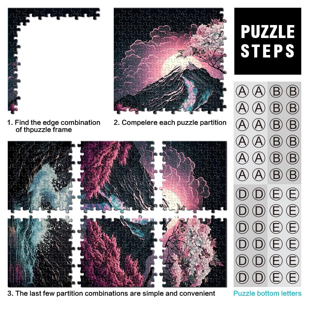 Puzzle 2000 pièces pour Adultes Art Japonais des Fleurs de Cerisier Jeu intellectuel Convient pour la décoration de Bureau 70x100cm