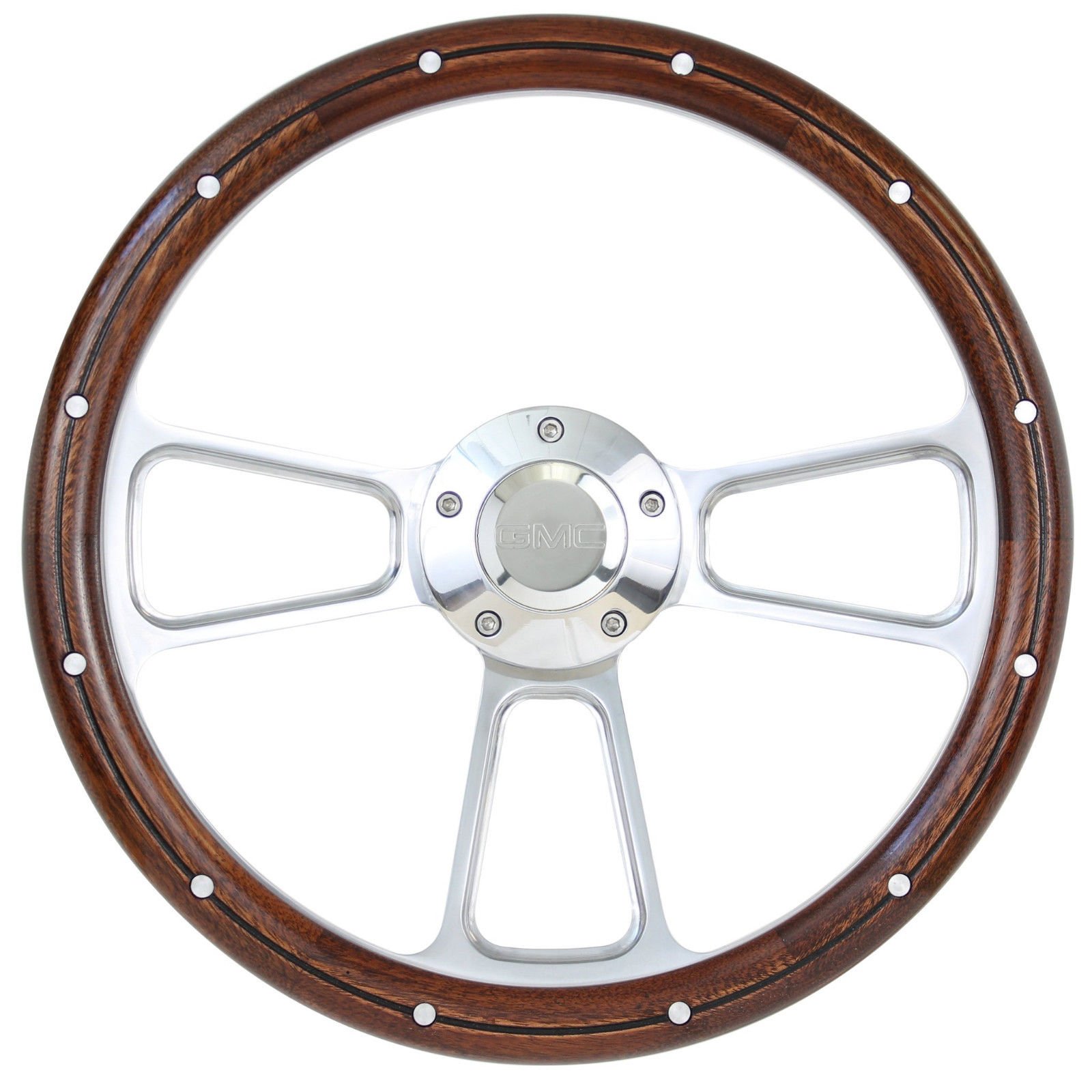 New World Motoring 1970-1973 GMC Pick Up Trucks Mahogany & Billet Steering Wheel + Adapter Kit