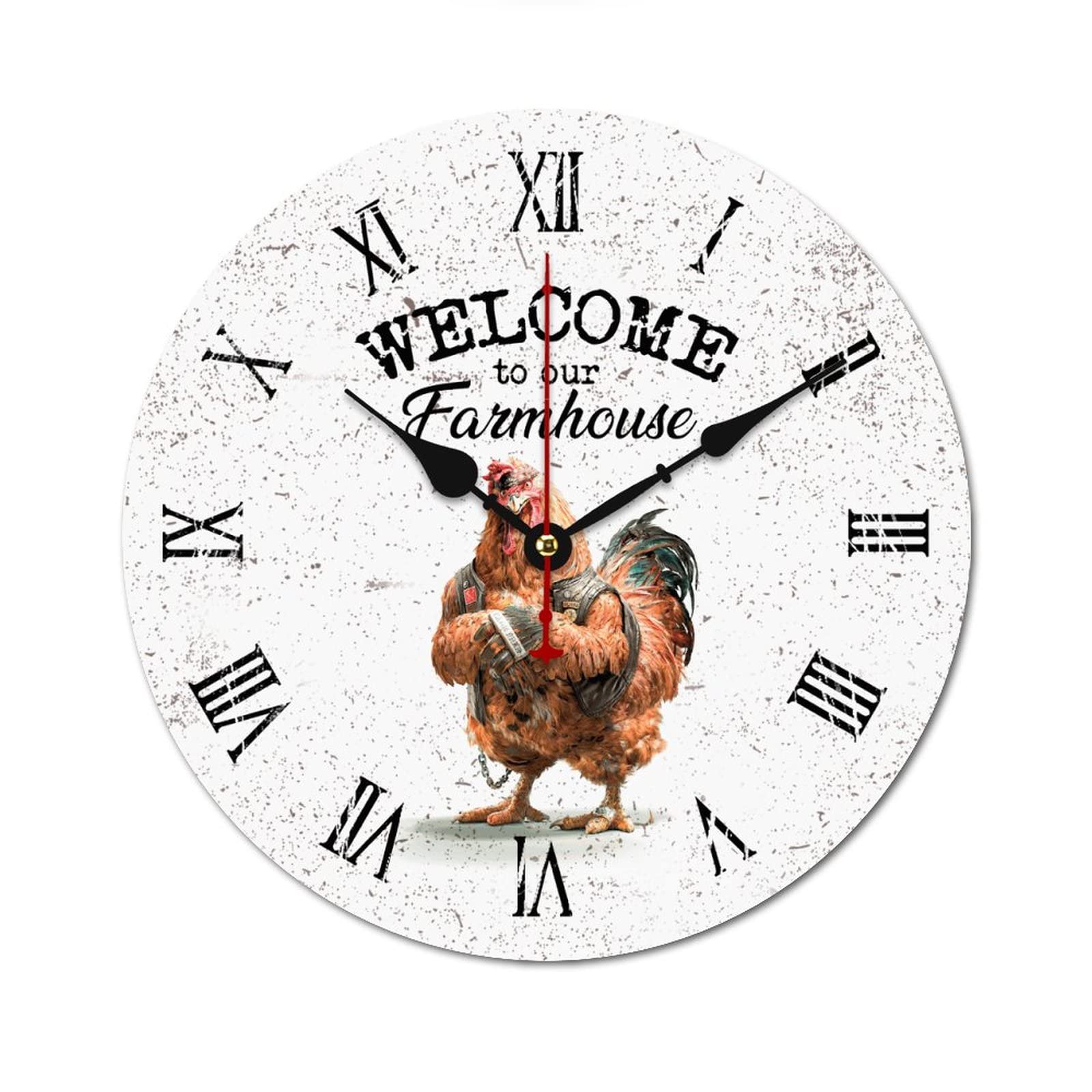 Horloge ronde en bois cadeau rustique et silencieux maison