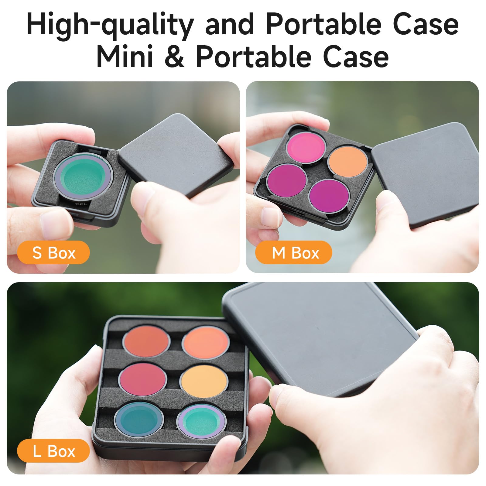 Filtr obiektywu do DJI Osmo Nano HD Multicoated filtr ze szkła optycznego odporny na zarysowania z etui do przechowywania kamery akcji (ND8/PL+ND16/PL+ND32/PL+ND64/PL)