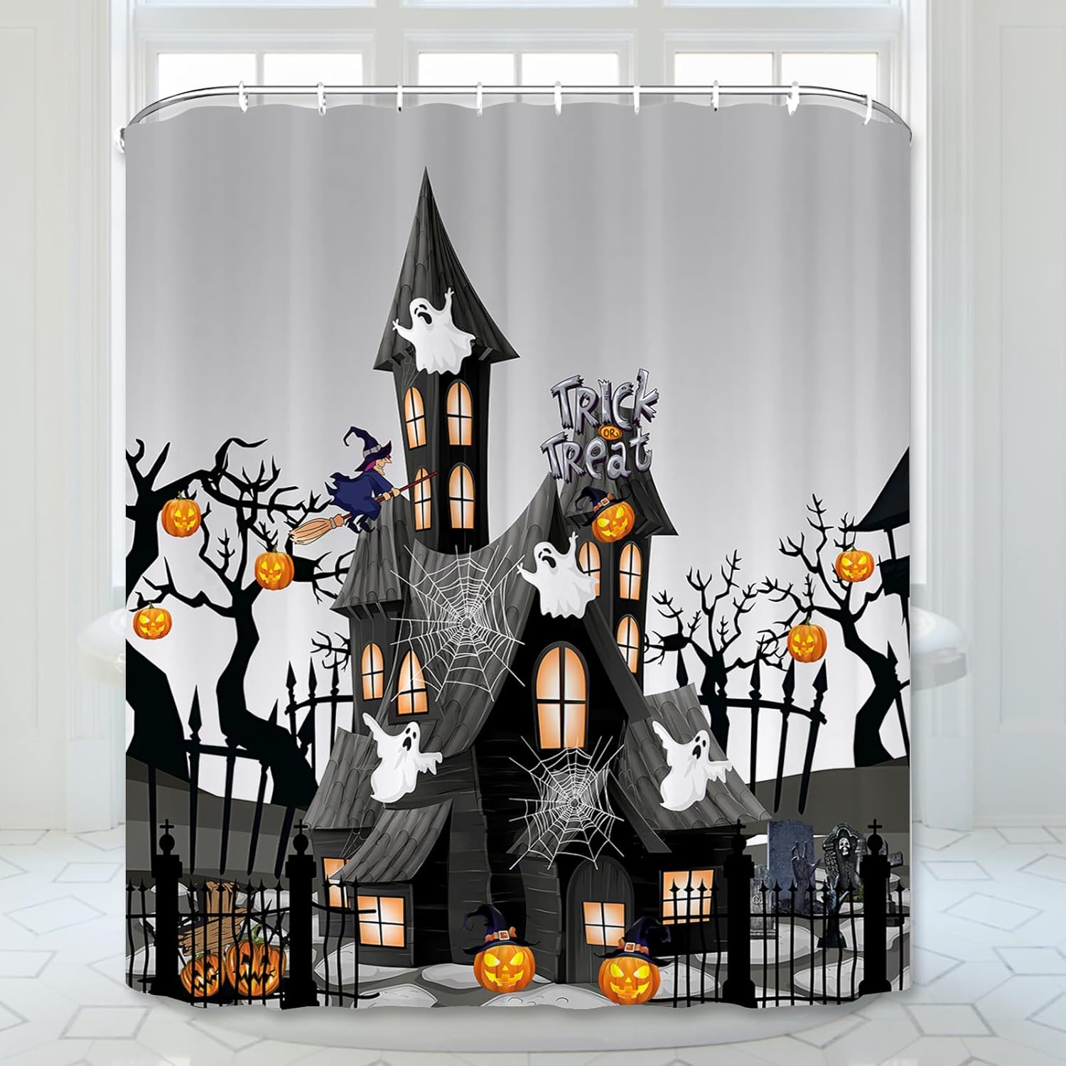 ARESD Halloween Shower Curtain for Bathroom, Thriller House