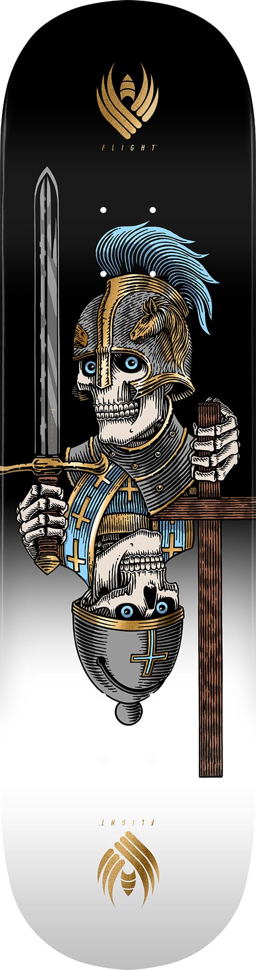 Powell Peralta Dan Corrigan Chess Skulls Flight Skateboard Deck, Gold Foil, 8.42" x 31.88"