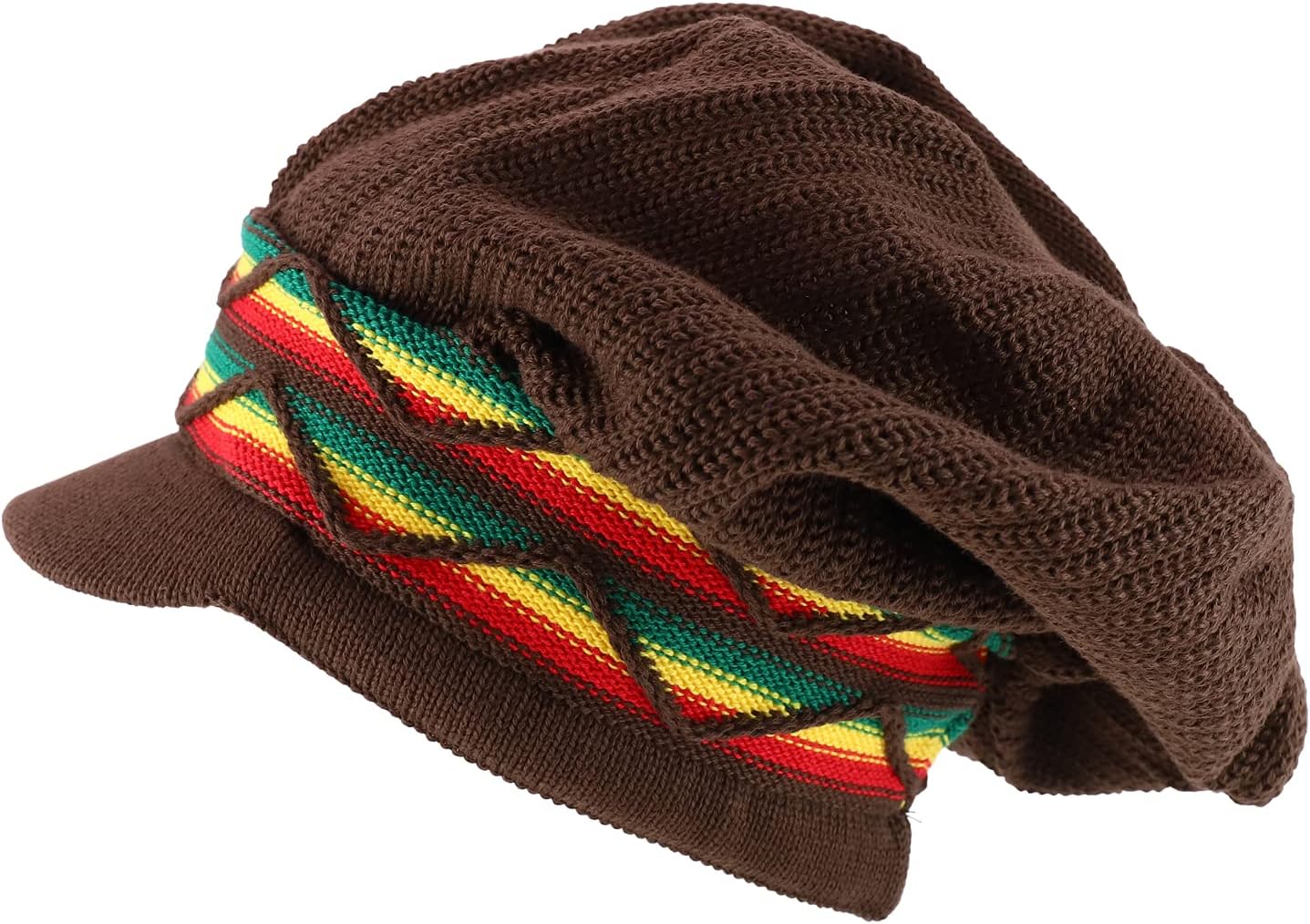 Armycrew 100% Cotton Rasta Slouchy Dreadlock Jamaica Long Knit Beanie Visor