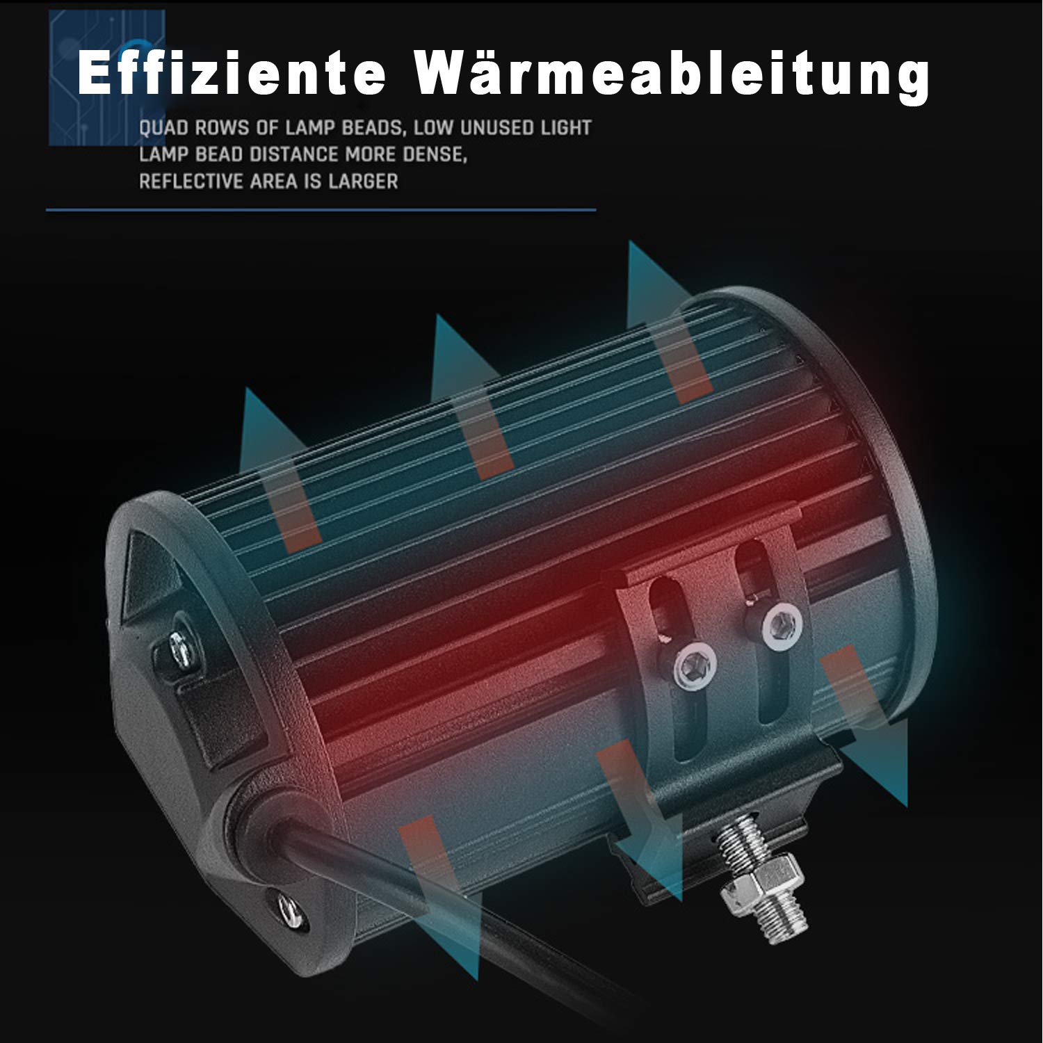 Aufun LED Arbeitsscheinwerfer 72W LED Zusatzscheinwerfer Offroad Scheinwerfer 21600LM 10-30V 6000K Arbeitslicht Wasserdicht IP67 (4 x 72W)