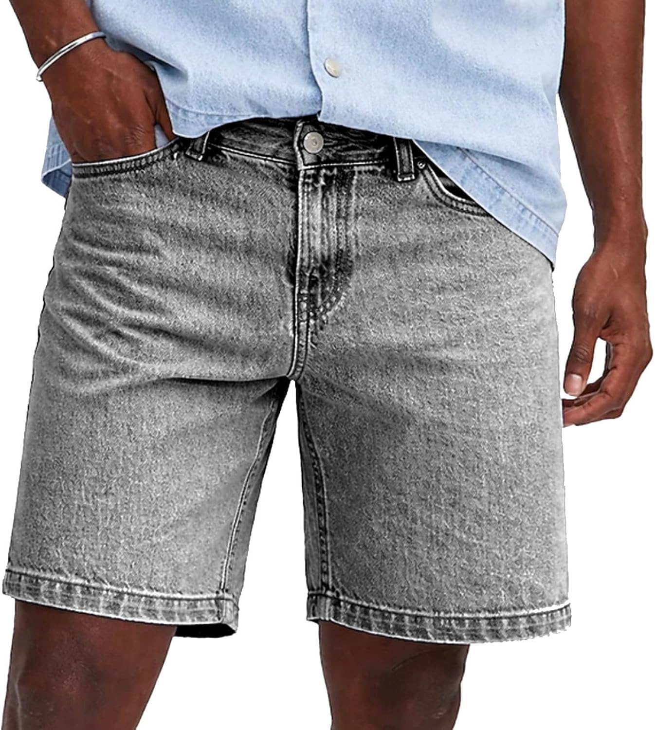 Mens Plus Size Denim Shorts Casual Wide Leg Jorts Baggy Jean Shorts Mid Waist Fashion Summer Short with Pockets