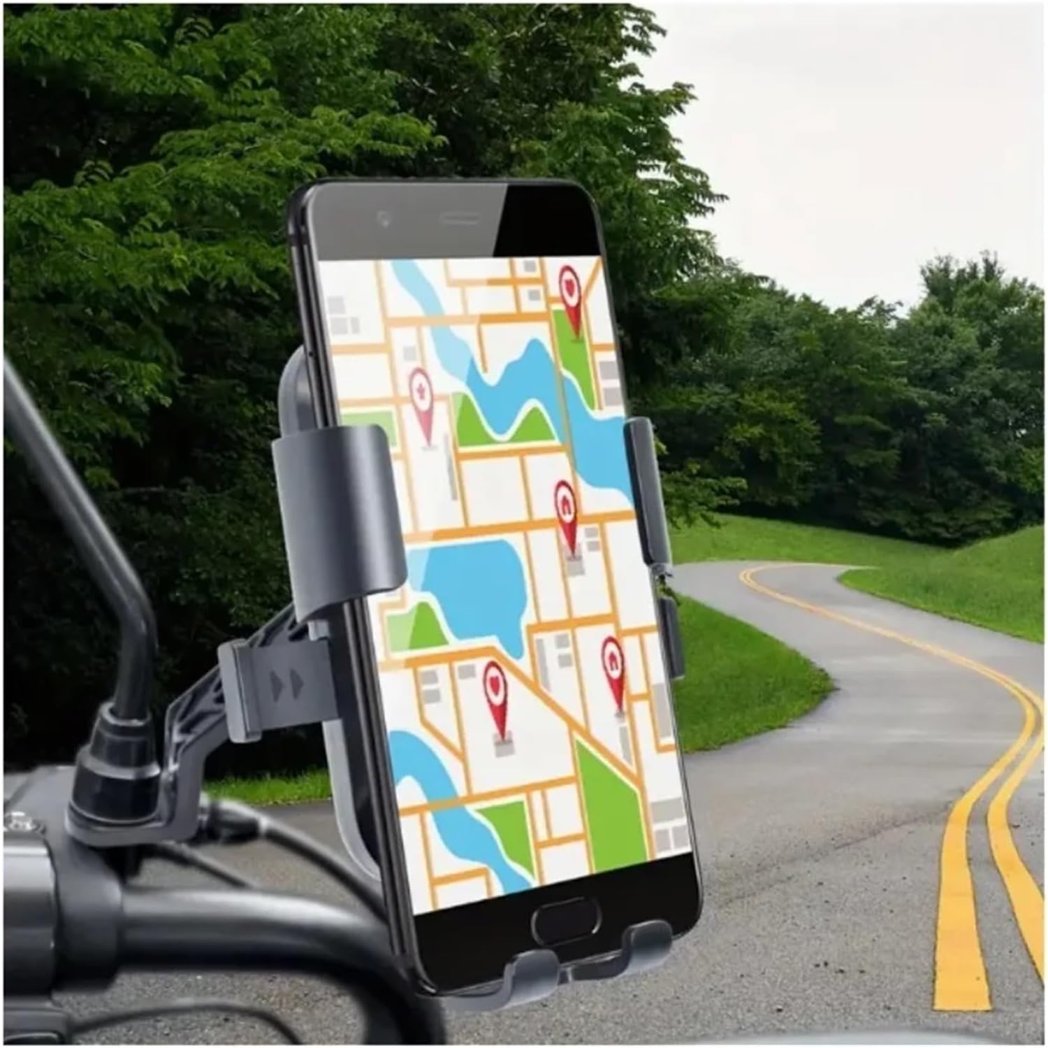 Bike Phone Mount Motorbike Bicycle Phone Holder Shockproof Stable Bike Handlebar Mobile Support GPS Ebike Mount Navigation Rearview Mirror Stand Bicycle Phone Holder(Silver)