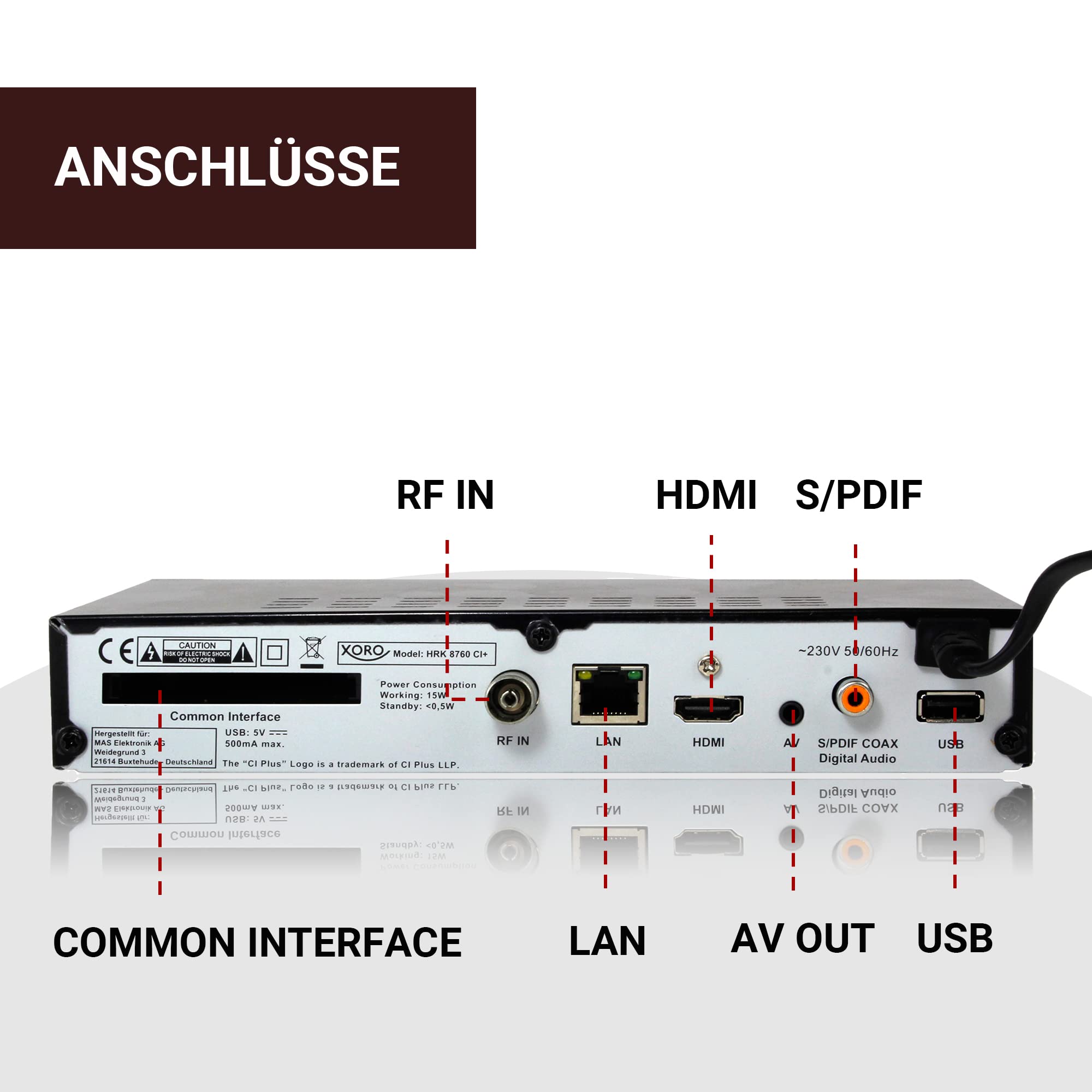 XORO HDTV Receiver für digitales Kabelfernsehen (DVB-C) HRK 8760 CI+, HDMI, PVR-Ready, Timeshift, CI+ Schacht für PayTV, S/PDIF, USB 2.0, Mediaplayer, schwarz
