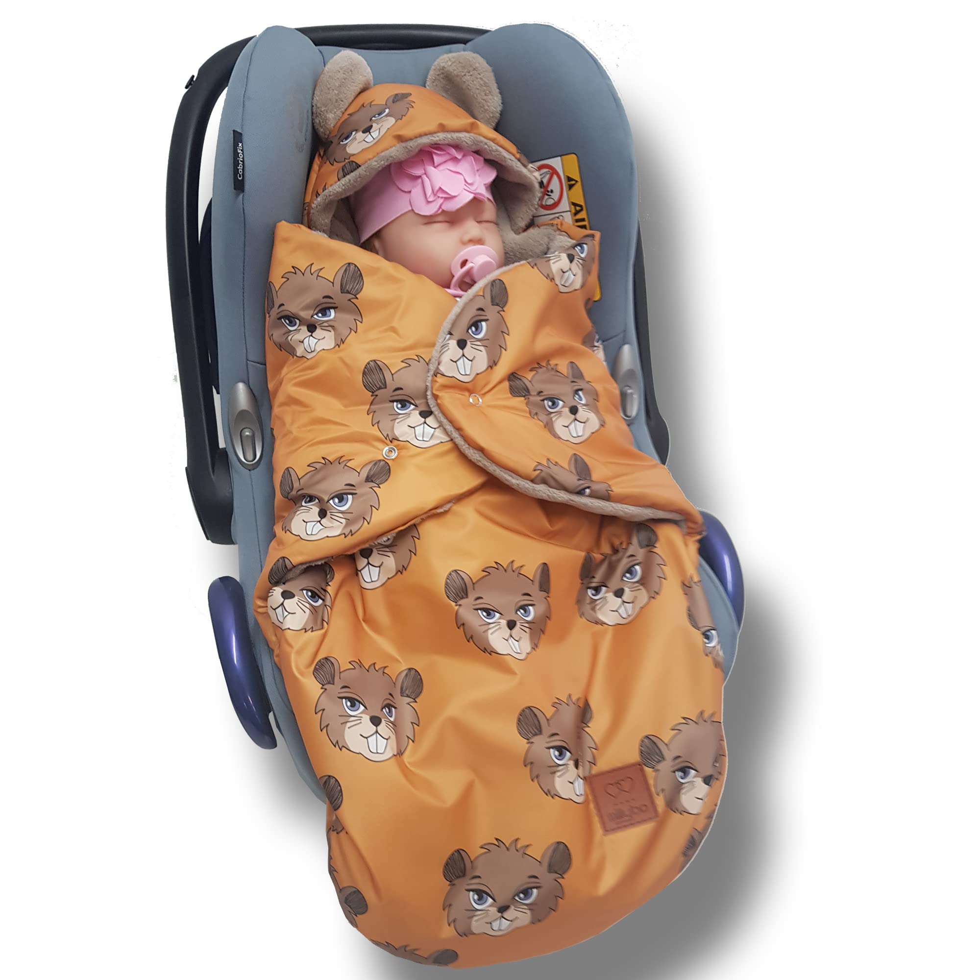 millybo Fußsack Baby Einschlagdecke für Winter geeignet für Kinderwagen Babyschale Autositz Buggy (Nylon Biber- 604.011)