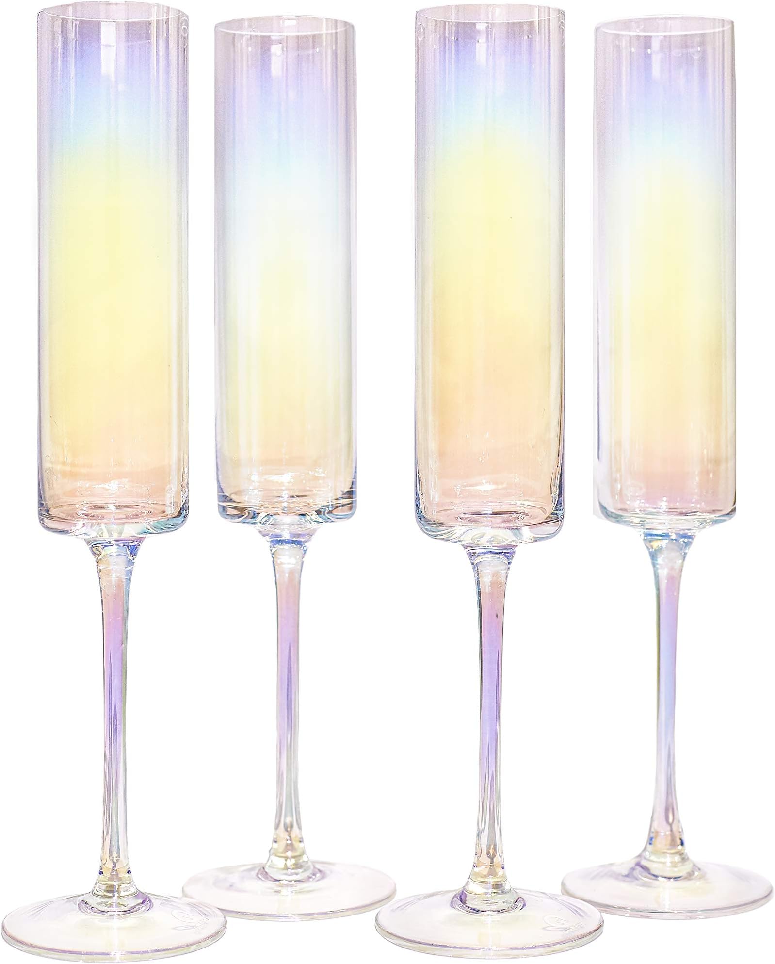 Champagne Flutes Set of 4 - Large Durable Pearly Iridescent Tinge Champagne Glasses - Crystal Champagne Flutes To Bring Celebrations and Special Occasions To Life - Champagne Flutes Glass