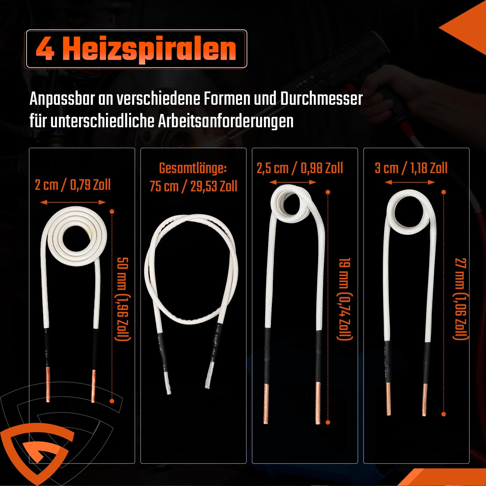Induktionsheizgerät 1800W 800℃, Flammenloser Induktionsheizer Schraubenlöser mit 4 Heizspulen, Tragbares Magnetisches Induktionsheizgerät zum Lösen von Bolzen und Muttern, für PKW SUV LKW Werkstatt