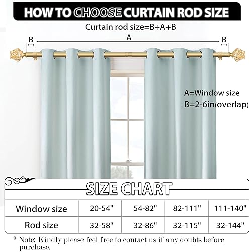 Miniatura 7 de HOTOZON Barras de cortina decorativas de 32 a 58 pulgadas (2.6-4.8 pies), barra de cortina resistente de 1 pulgada para ventanas, cortineros