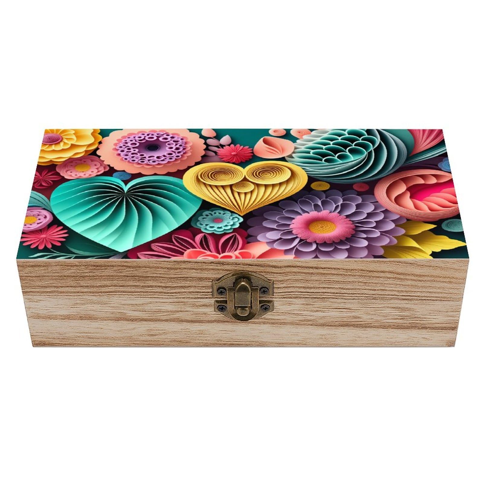 asbwuo Floral And Heart Vintage Wooden Keepsake Box
