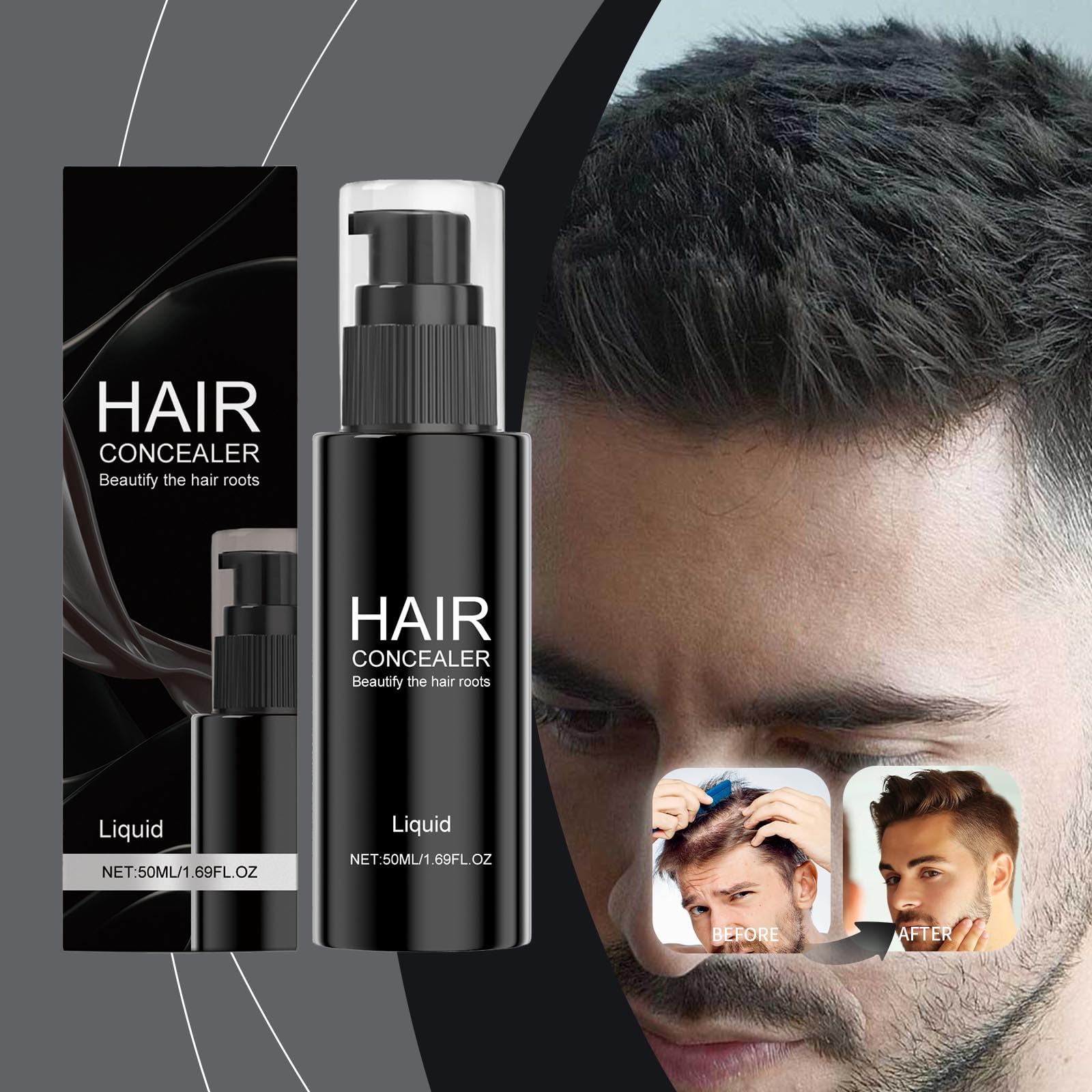 Crema cubrir cabello lápiz corrector raíces natural voluminoso hombres