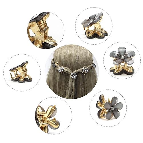 Miniatura 2 de YISSION Pinzas para el cabello con diamantes de imitación, mini pinzas para el pelo de flores, horquillas de lujo, bonitos pasadores para niñas y