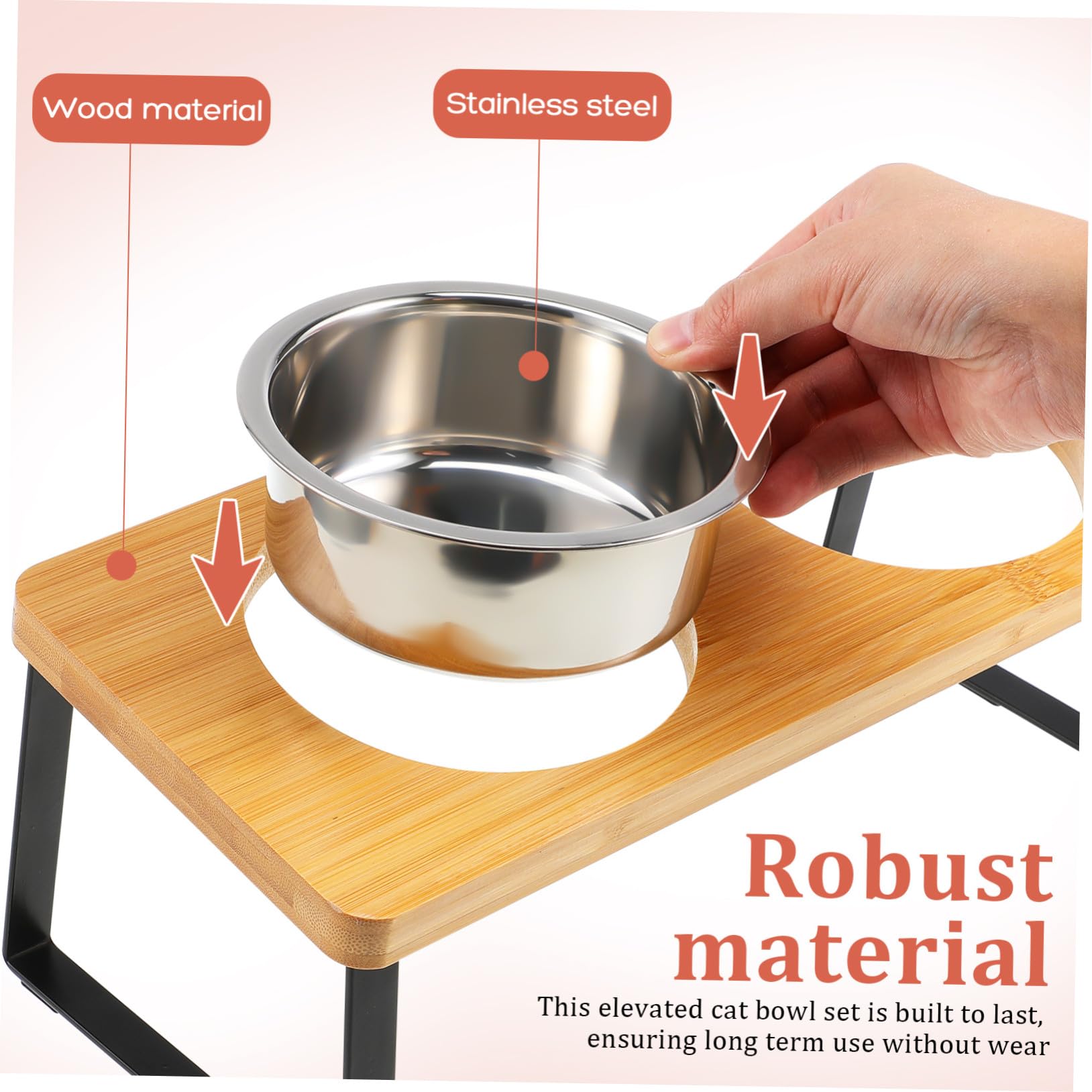 DOITOOL Comedero Gato Elevado con Soporte Antideslizante Cuencos Dobles de Acero Inoxidable para Comida y Agua Estación de Alimentación Ergonómica para Gatos Diseño Moderno y Funcional