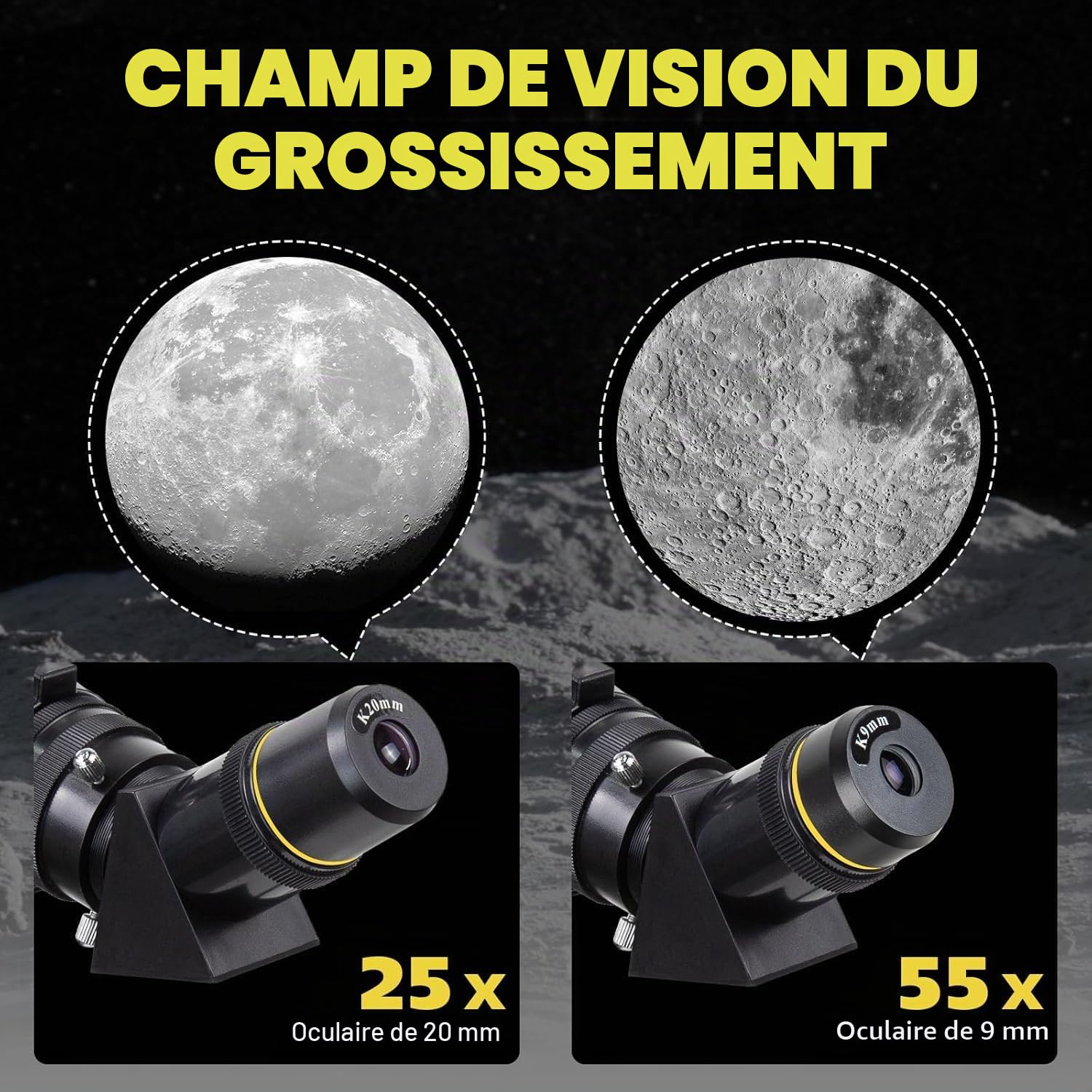 Télescope réfracteur avec ouverture de 80 mm et 500 mm pour adultes, télescope pour enfants débutants avec trépied professionnel et adaptateur de téléphone, sac à dos télescopes portables