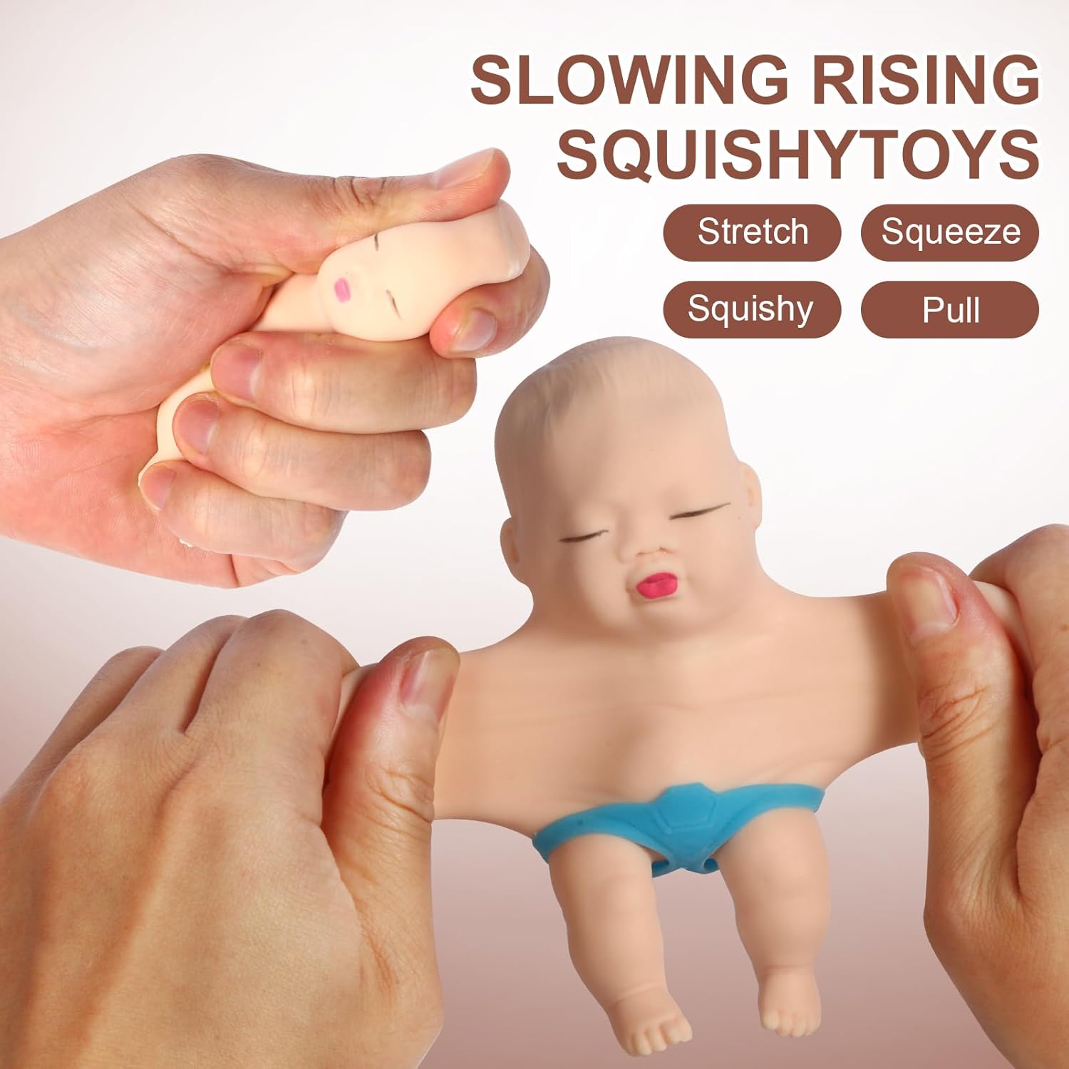 AHHSOY 2 Pack Squeeze Stress Doll Toys, Cute Little Baby Doll Fidget Toys, Stress Relief Sensory Squishy Toys for Kids Adults (White)