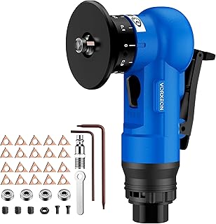 Pneumatic Chamfering Tool 22 Blades C & R Angle with 1/4" Air Inlet, 30000 RPM Blue Air Chamfer Tool, 0.1-0.9mm Micro-Depth Control for Metal, Wood, PVC