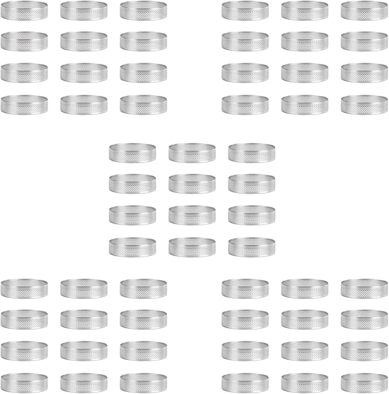 60 Pack Stainless Steel Tart Rings,Perforated Cake Mousse Ring,Cake Ring Mold,Round Cake 6cm