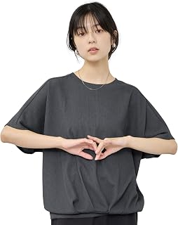 [NAVY] [ネイビー] Tシャツ レディース 半袖 UVカット ドライ ストレッチ ドルマンスリーブ トップス