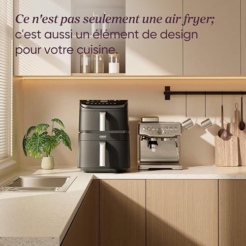 COSORI Air Fryer 10,8 l Turbo Tower Pro, Fritteuse ohne Öl mit 100% Keramik, Doppelstack, Dual Blaze & Turbo Blaze, 3 Kochstufen, 7 Kochfunktionen, 68% Energieeinsparung, 300 + Rezepte - 6