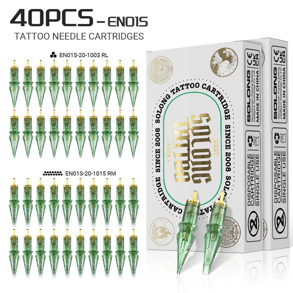 Kit máquina tatuaje Solong Set Profi, rotativa inalámbrica 1800mAh, LCD, 40 agujas, 8 tintas, ideal para principiantes y artistas, modelo SLE96EN01SEU-1