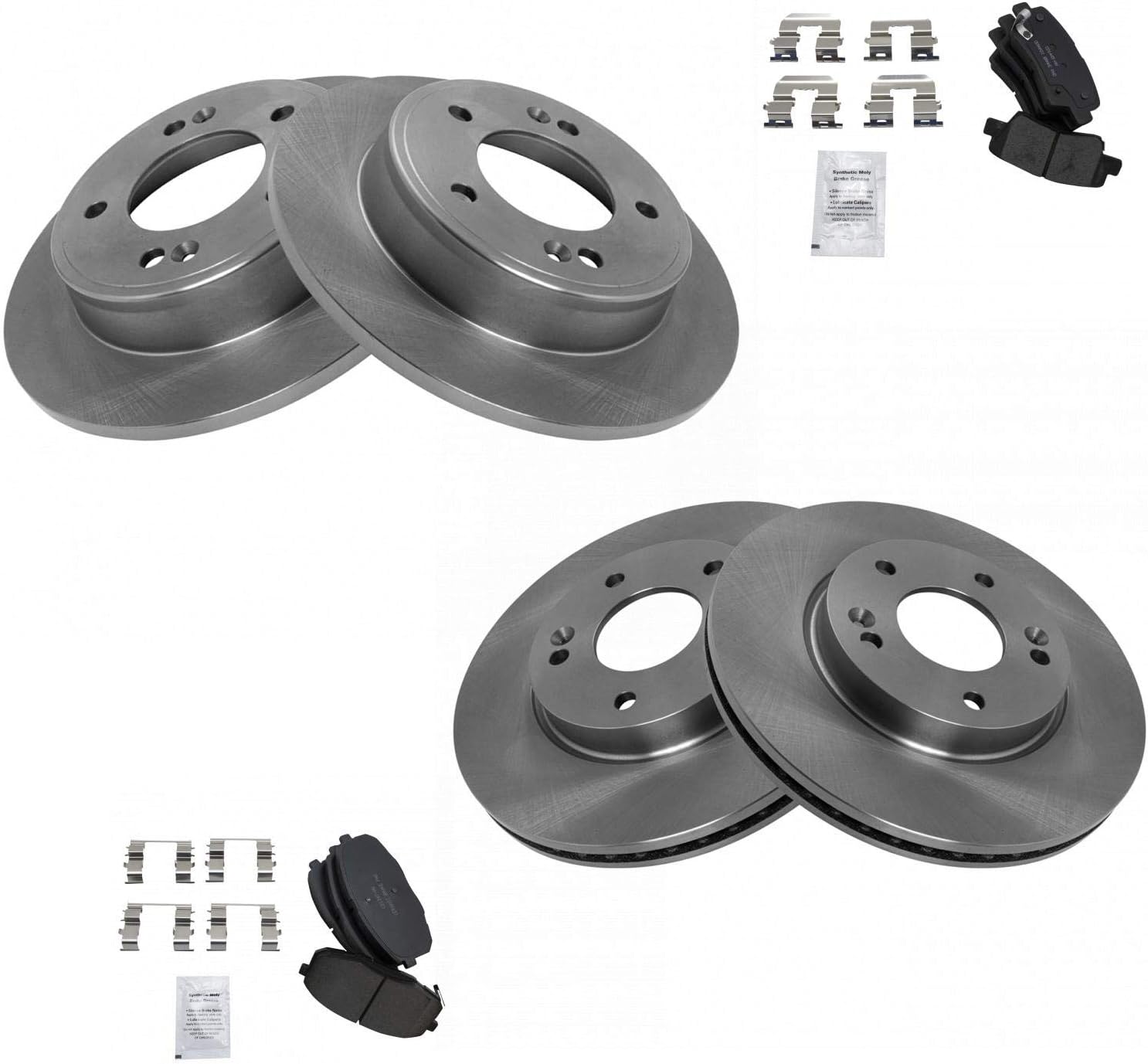 trq front and rear brake pad & rotor kit brake pads brake rotor ceramic compatible with 2014-2016 kia soul bka12025
