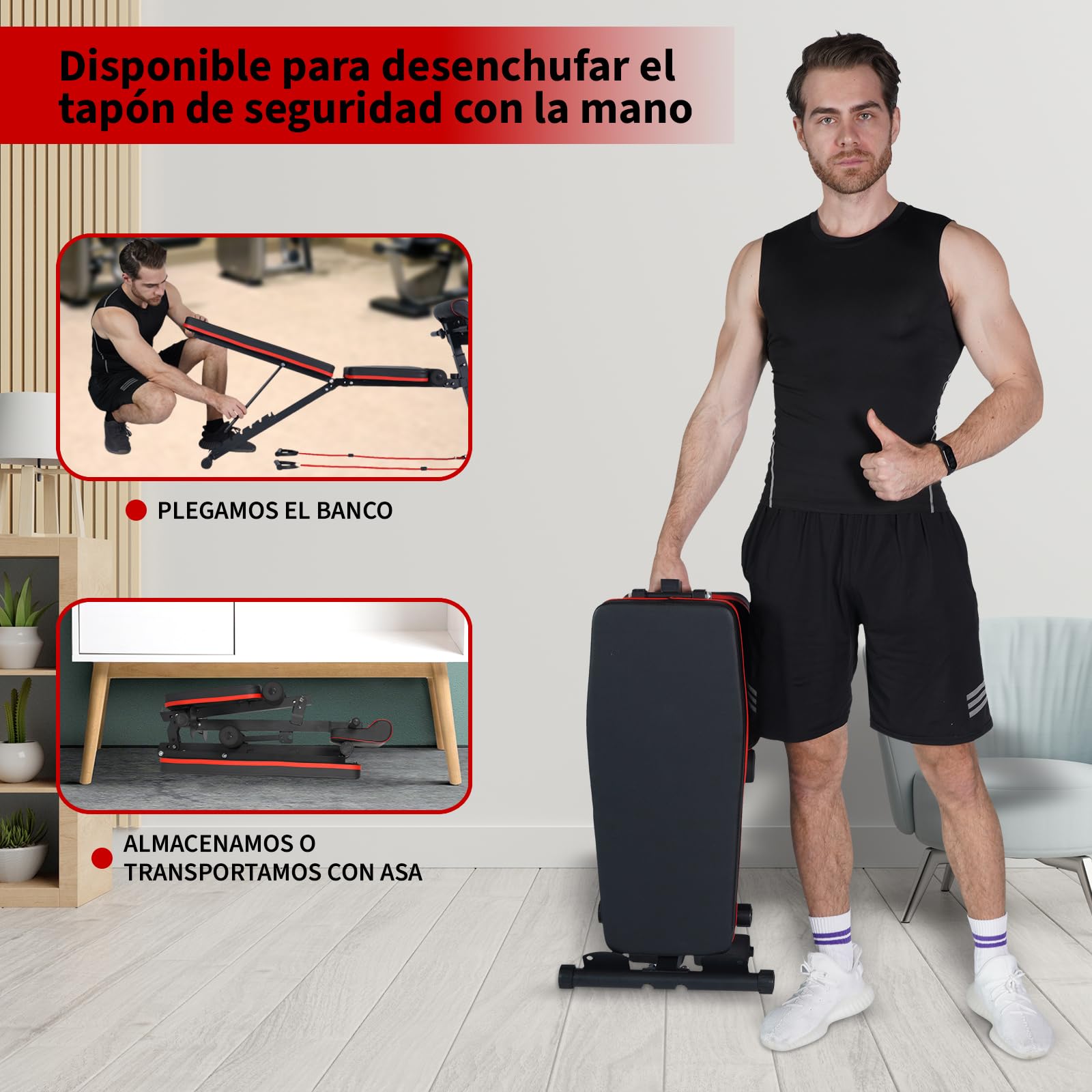 Banco de Pesas Ajustable y Plegable para Musculación, Banco de Entrenamiento Multifuncional para Gimnasio en Casa, Carga Máx. 250/300kg, con Banco Scott o Silla Romana de Hiperextensión