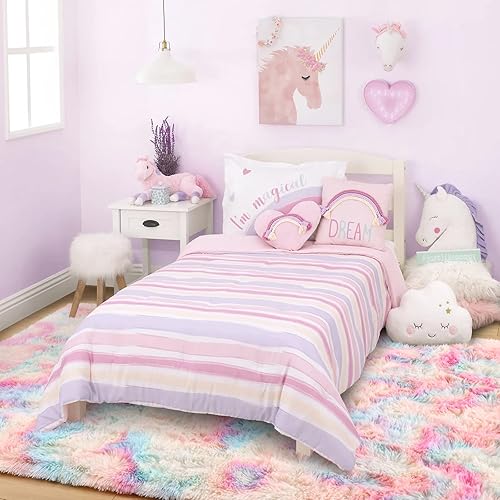 Miniatura 4 de Ompaa Alfombra suave y esponjosa de arco iris para dormitorio de niñas, alfombras Kawaii de teñido anudado para niños, para adolescentes, estética,