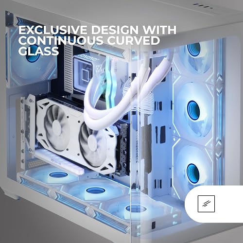 Mars Gaming MC-FUSION, Gaming ATX Case, Full Side Window and Continuous Curved Tempered Glass Front, PC Mid-Tower with Dual-Chamber Design, Liquid Cooling Support, Optimized Internal Space, White - 2
