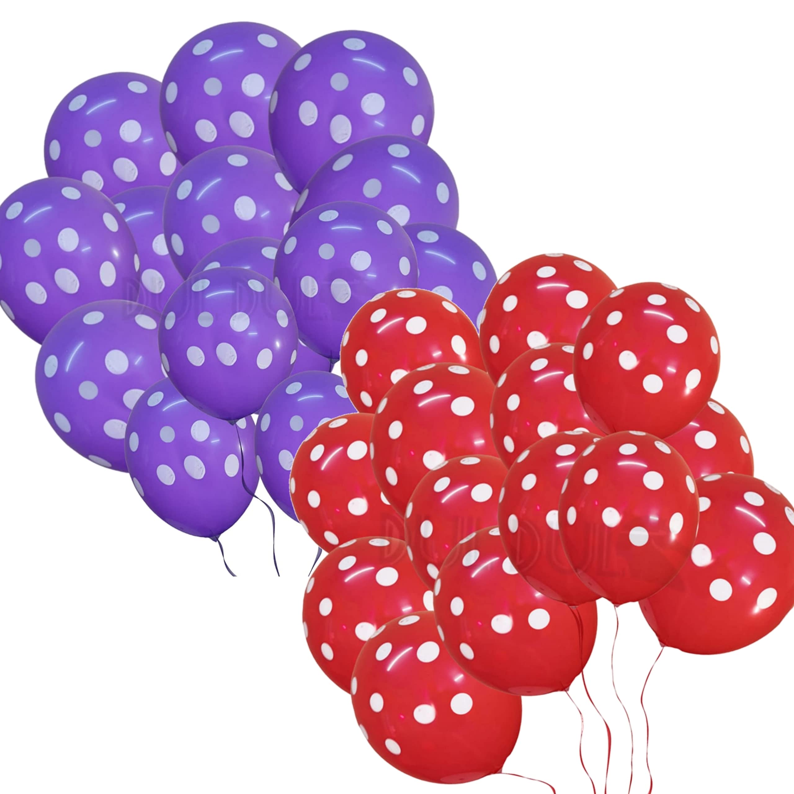 DUL DUL Purple 20 pcs/Red 20 pcs Polka balloons for birthday decoration 40 Pcs -Polka Dot balloons for Birthday/Decoration/Party,Engagement,Baby Shower Decoration/ (40, PURPLE+RED)