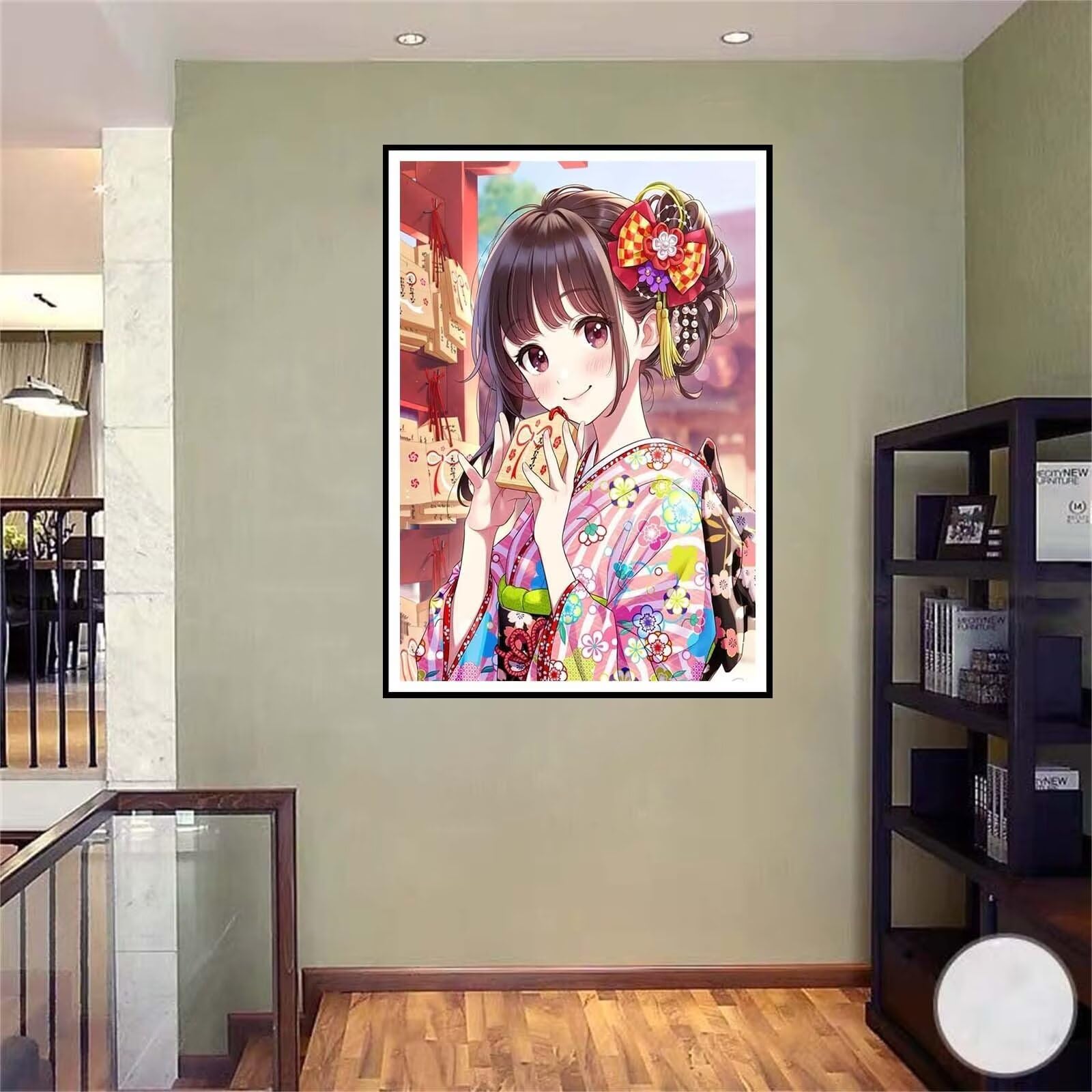 leww 5D DIY Diamond Art Painting Kit Completo,Kimono Girl Kit di Pittura Diamante, Strass Cristallo Ricamo Arte Diamante Pittura con Numeri per Bambini Adulti Decorazione Parete di Casa - 40x50cm