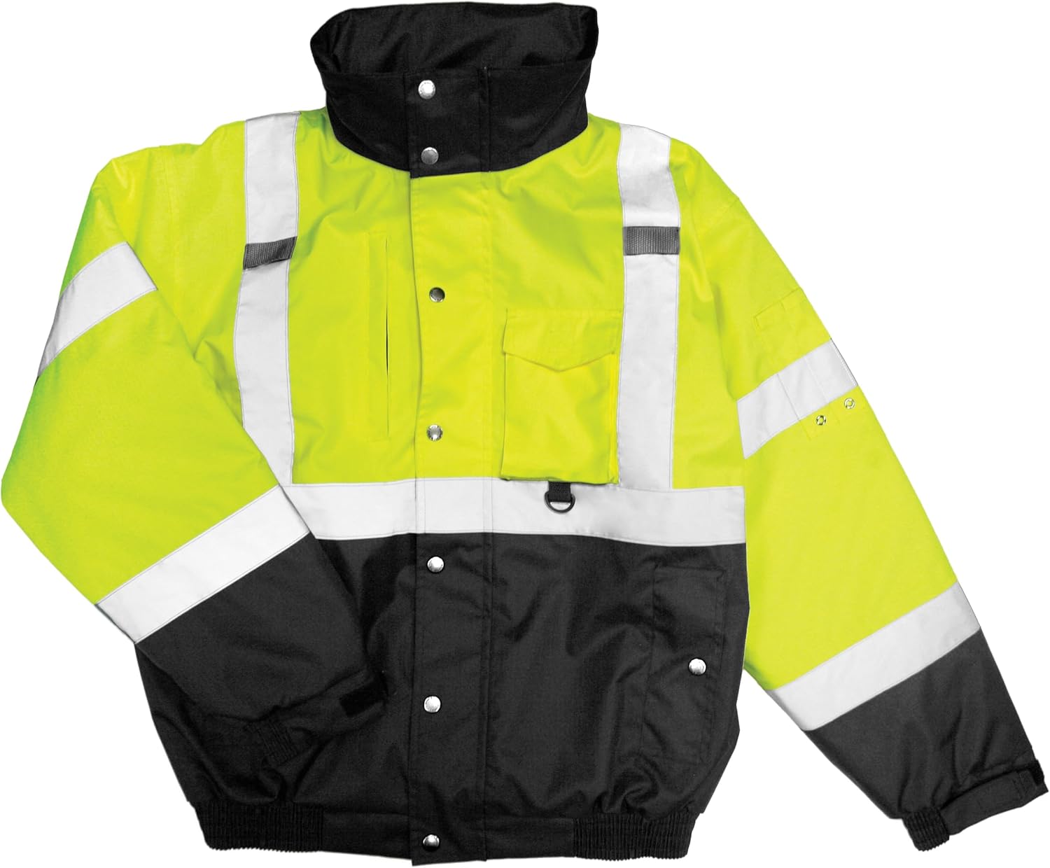 Kishigo Men's High Visibility Reflective Ripstop Bomber Jacket JS130, Zipper Closure, ANSI 107 Type R/Class 3