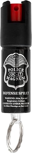 Police Magnum Mini spray de pimienta herramienta de seguridad de autodefensa, soporte táctico fuerte integrado para llavero, máxima resistencia al