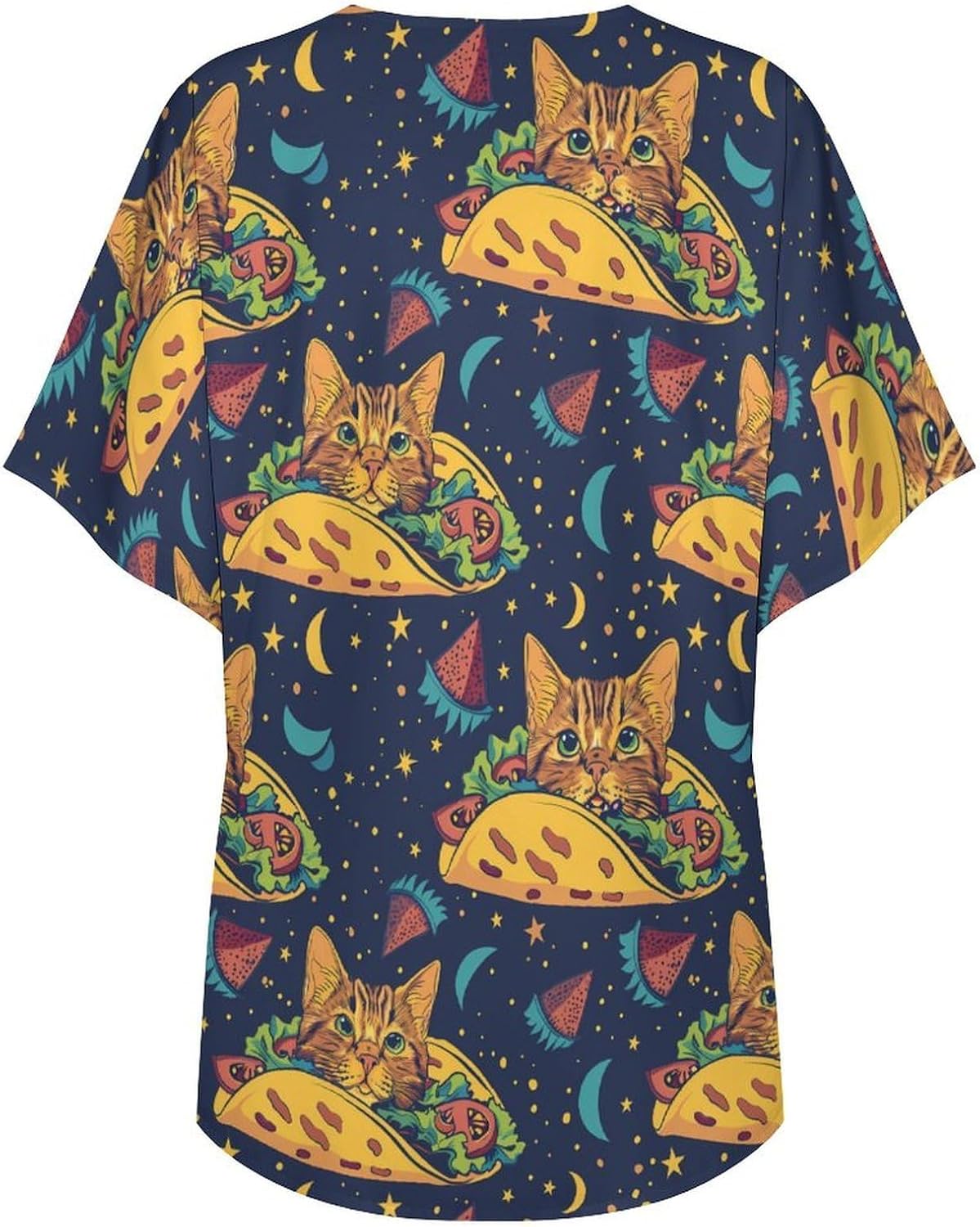 Tacoes Cat Women's Open Front Cardigan Short Sleeves Jacket Lightweight Sweaters Tops