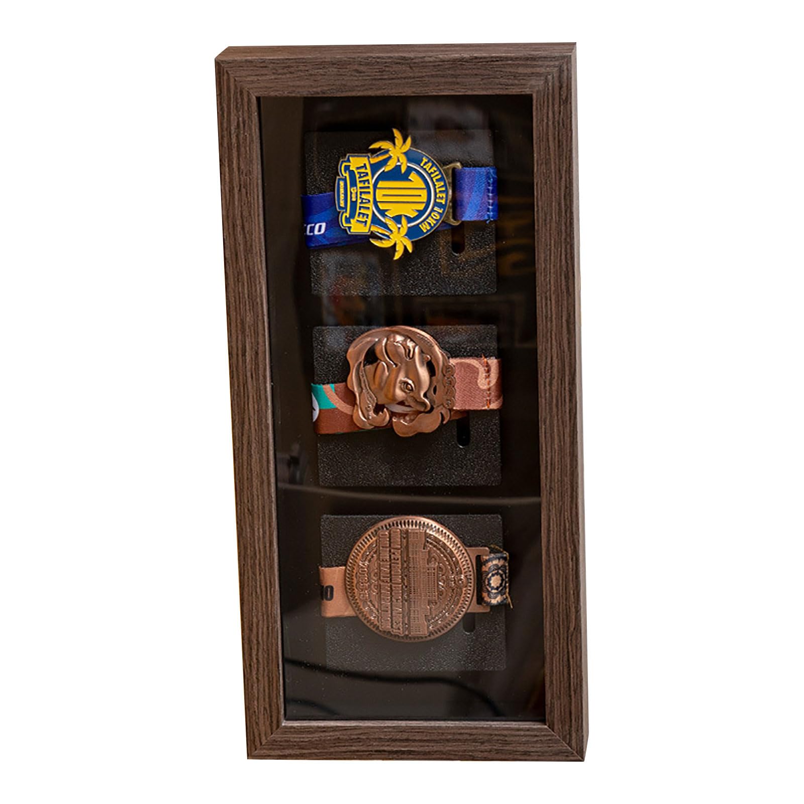Kaeltsyn Strong Wood Award Holder Frame with Roomy Design Fits Numerous Pins for Proud Exhibition Sports Relics Display