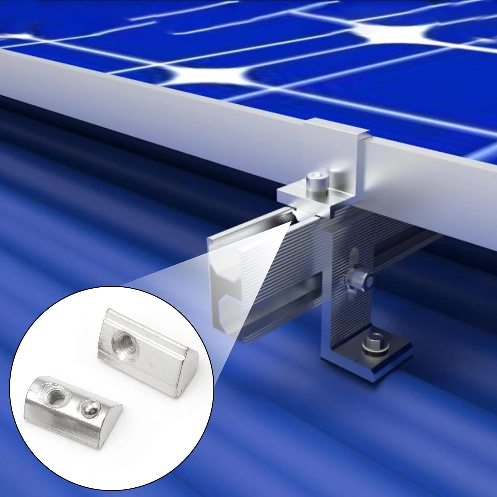 LINTRA 50 Pièces Écrous M5 Rainure 8 en T avec Bille de Centrage, 30-Série M5 Écrosu Rainure, Écrou coulissants, Écrou en T à Ressort, pour 3D CNC à Profil en C en Aluminium, Norme Européenne