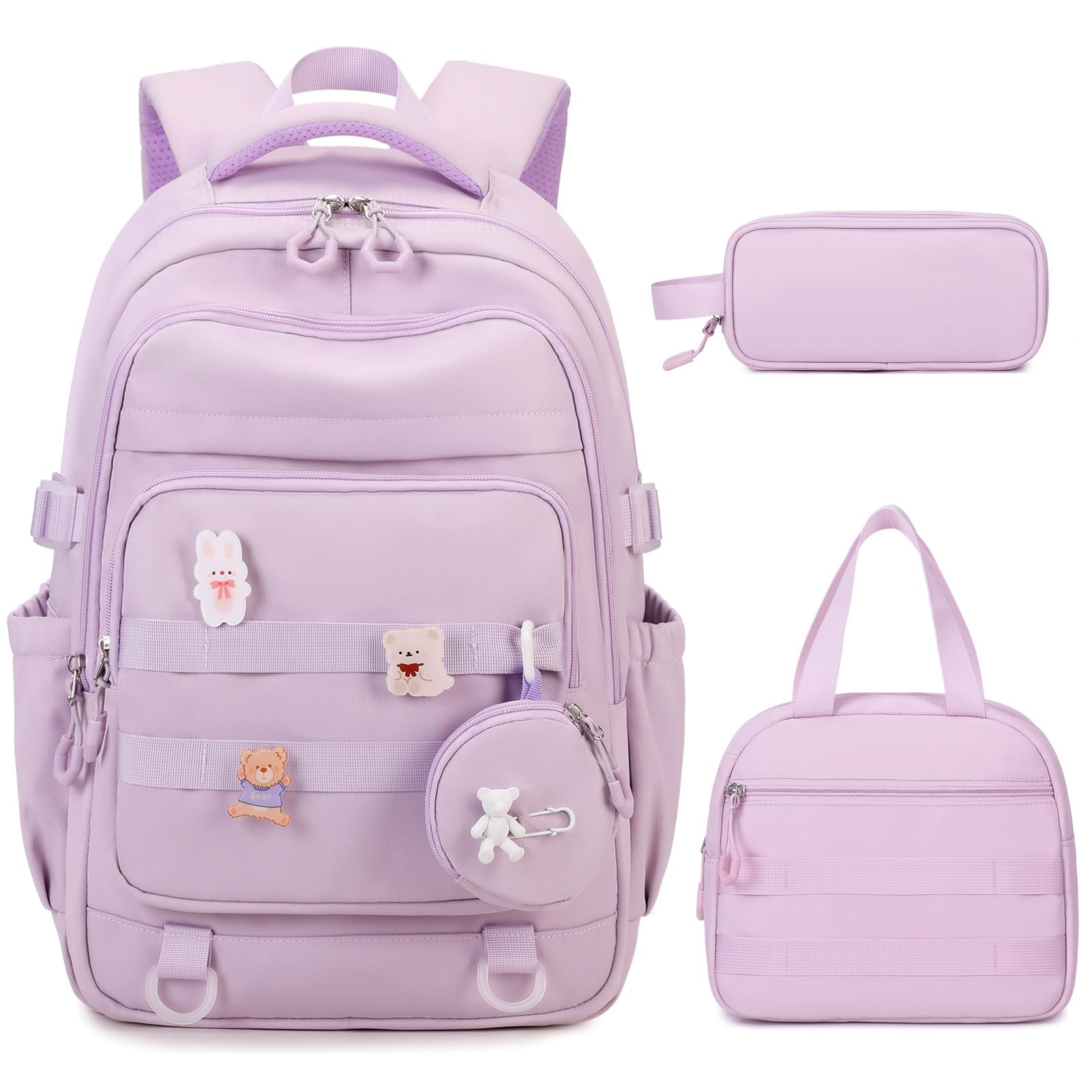 ACESAK Backpacks for Girls - 4PCS Girls Backpack with Lunch Bag & Pencil Pouch Coin Pruse for Teens Kids Elementary Middle High School College Student
