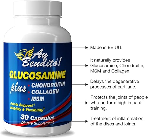 Miniatura 3 de Ay Bendito! Glucosamine Plus - Condroitina - colágeno - Suplemento MSM - Apoyo articular y movilidad - 30 cápsulas