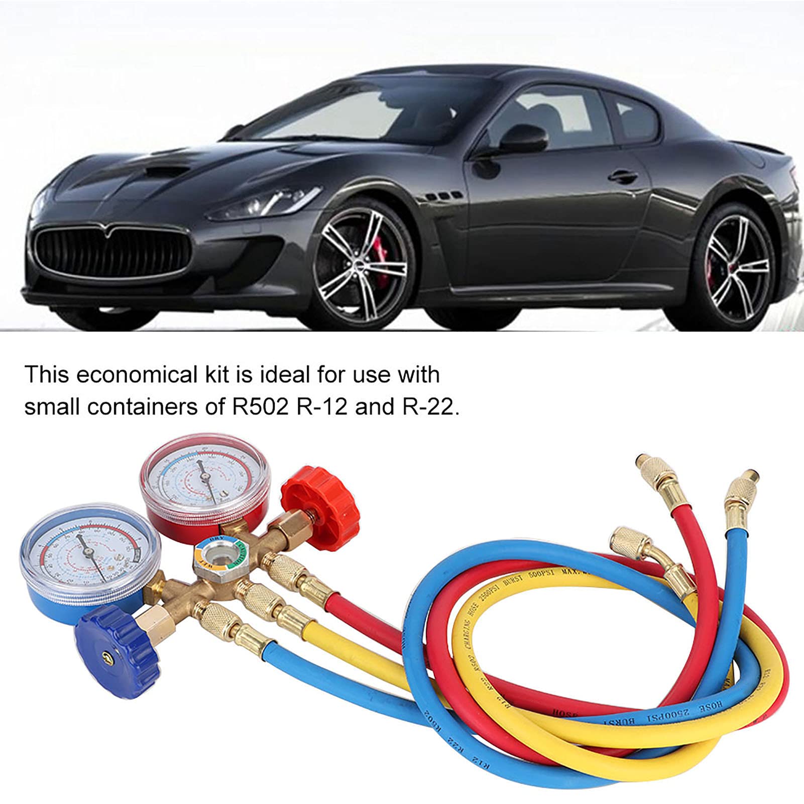 3ft A/C Diagnostic Manifold Gauge Set | Car Air Conditioning Service Tool Kit For Charging & Testing 2 thumbnail image