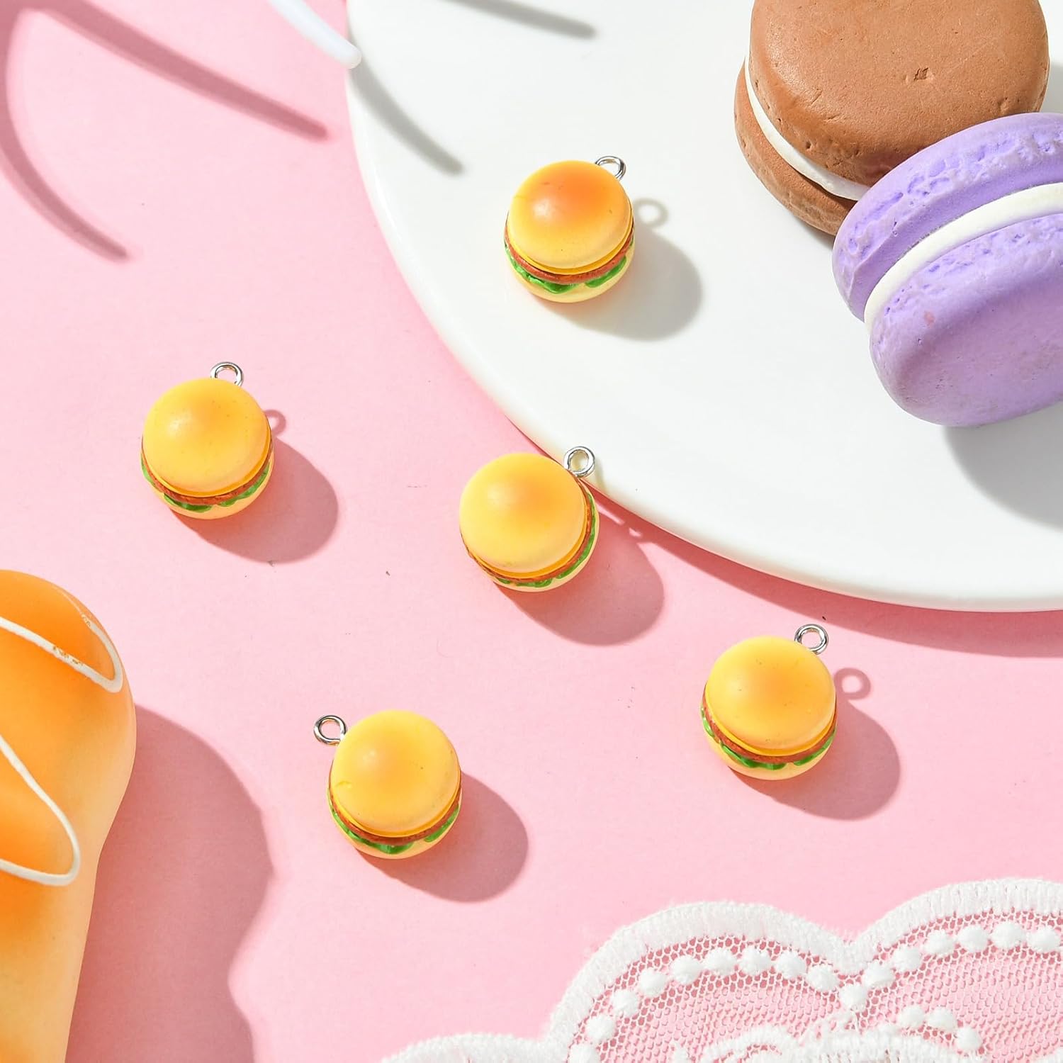 KitBeads 20Pcs Hamburger Charms Imitation 3D Fast Food Charms Cheese Burger Charms for Jewelry Making Bracelets Necklaces Earriings Crafts Bulk - Image 6